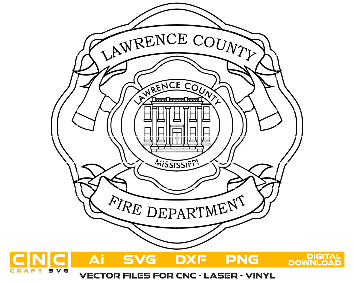 Lawrence County Fire Department Badge Mississippi SVG Firefighter Vector