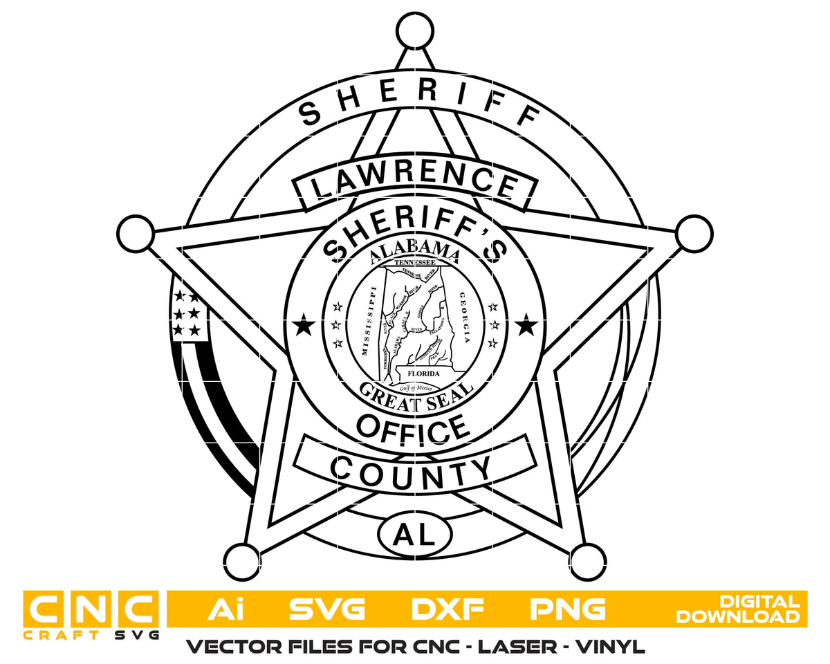 Lawrence County Sheriff's Office Badge Alabama SVG Sheriff Vector