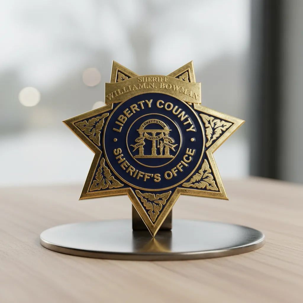 Liberty County Sheriff Badge SVG
Georgia Law Enforcement Vector Design
Sheriff Badge Engraving File
Liberty County Sign CNC File
6-Point Star Vector for Laser Cutting
