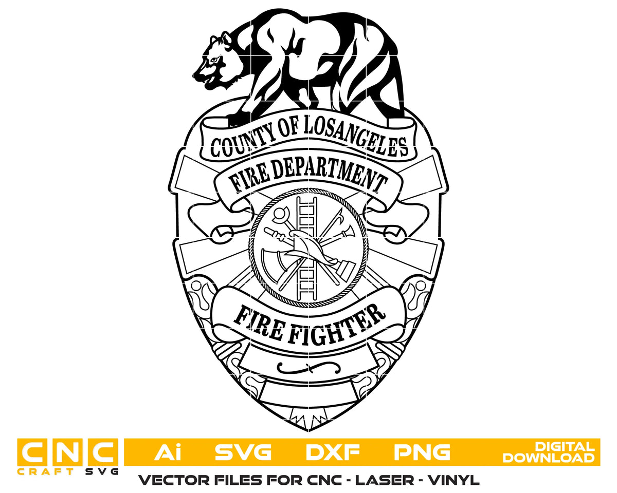 Los Angeles County Fire Department Badge SVG California Firefighter Vector