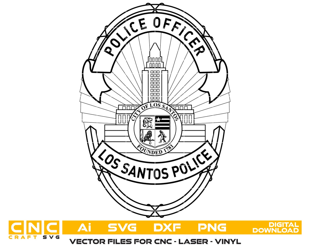 Los Santos Police Officer Badge SVG LSPD Cosplay Vector