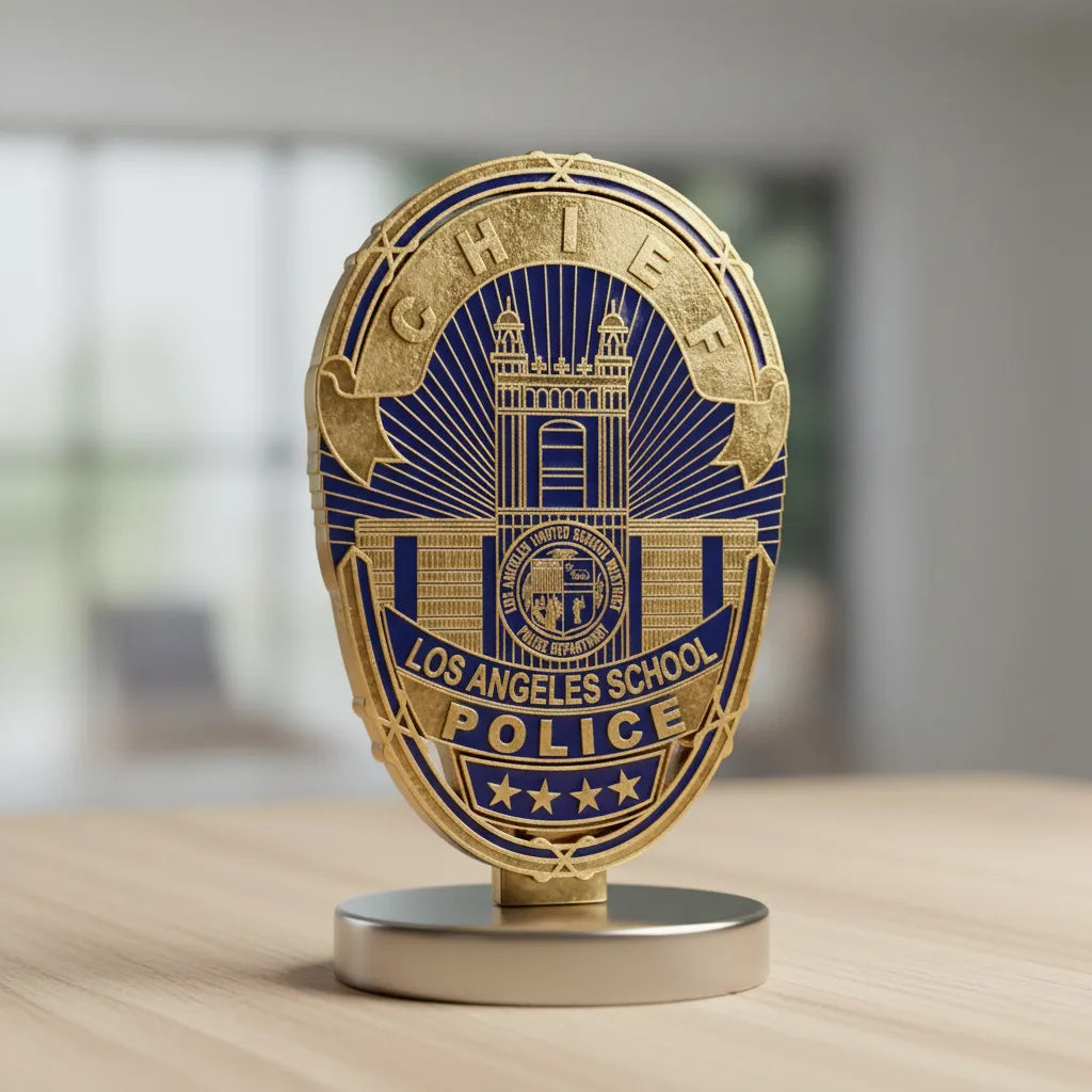 Los Angeles School Police Chief Badge SVG
LA School Police Vector Design
Police Chief Badge Engraving File
LA School Police Sign CNC File
Chief Badge Vector for Laser Cutting