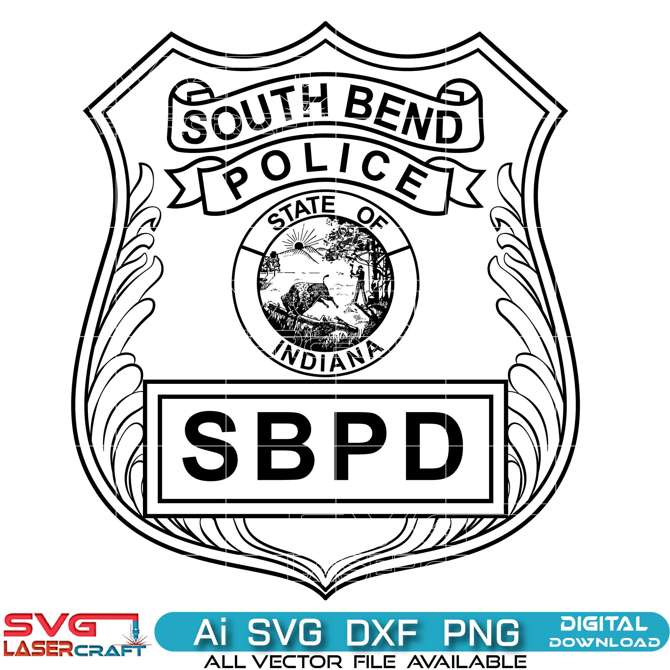 South Bend Police Badge Vector Art | SVG, PNG, EPS, AI Digital Download
