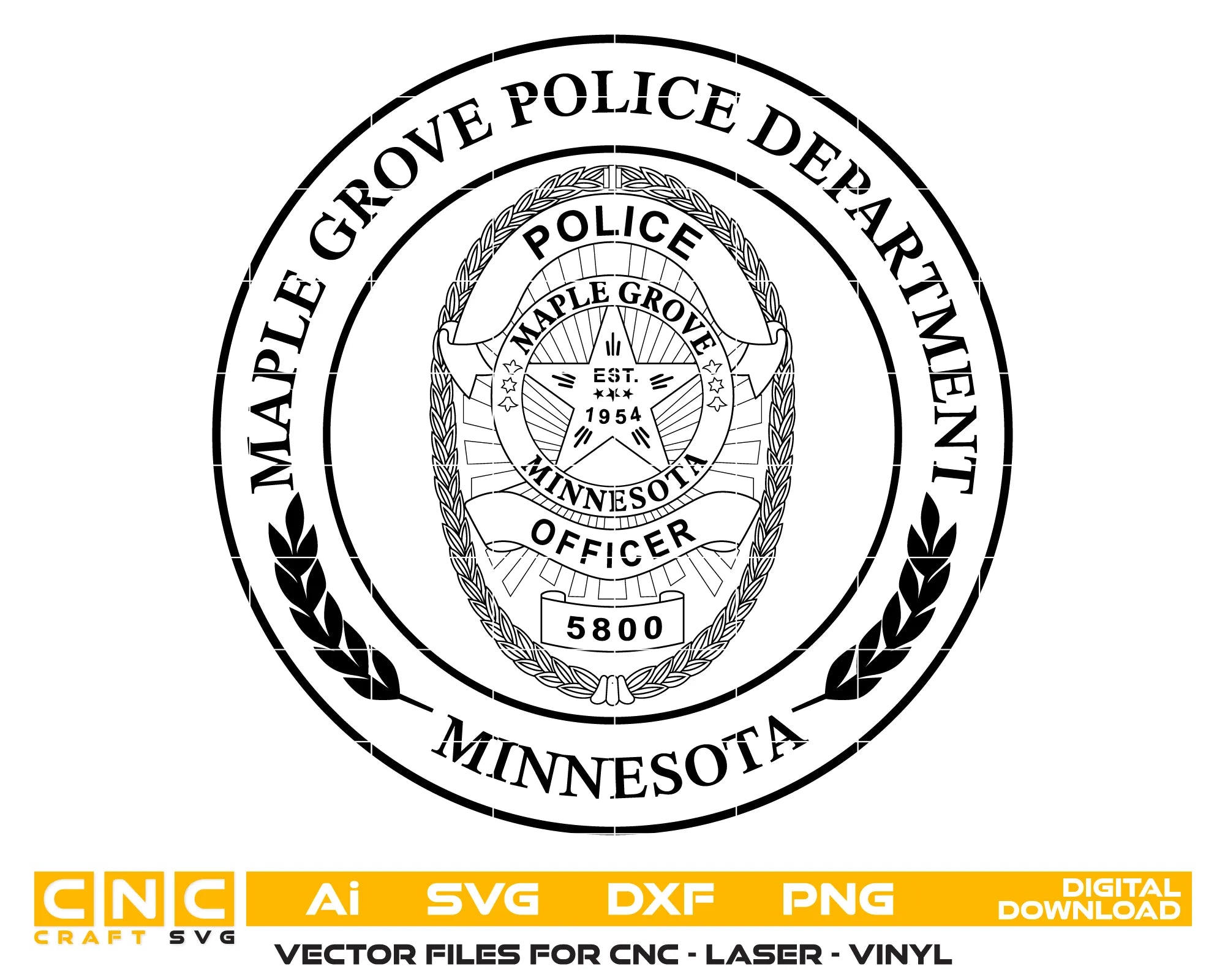 Maple Grove Police Department Badge Minnesota SVG Minnesota Law Enforcement Vector