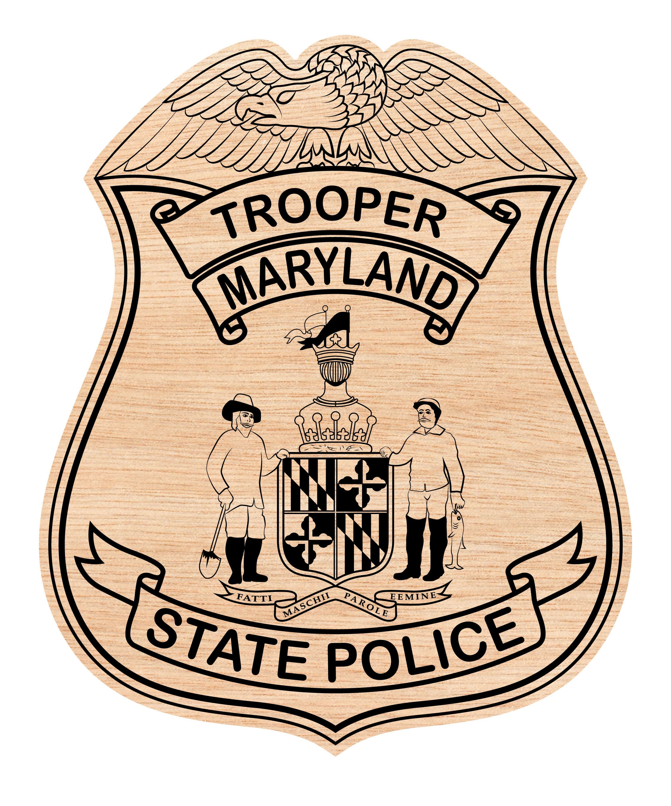 Maryland State Police Trooper Badge SVG, Maryland State Trooper Badge Vector, Maryland State Police Badge SVG, State Trooper Badge Emblem, Police Shield Vector, Badge Engraving File