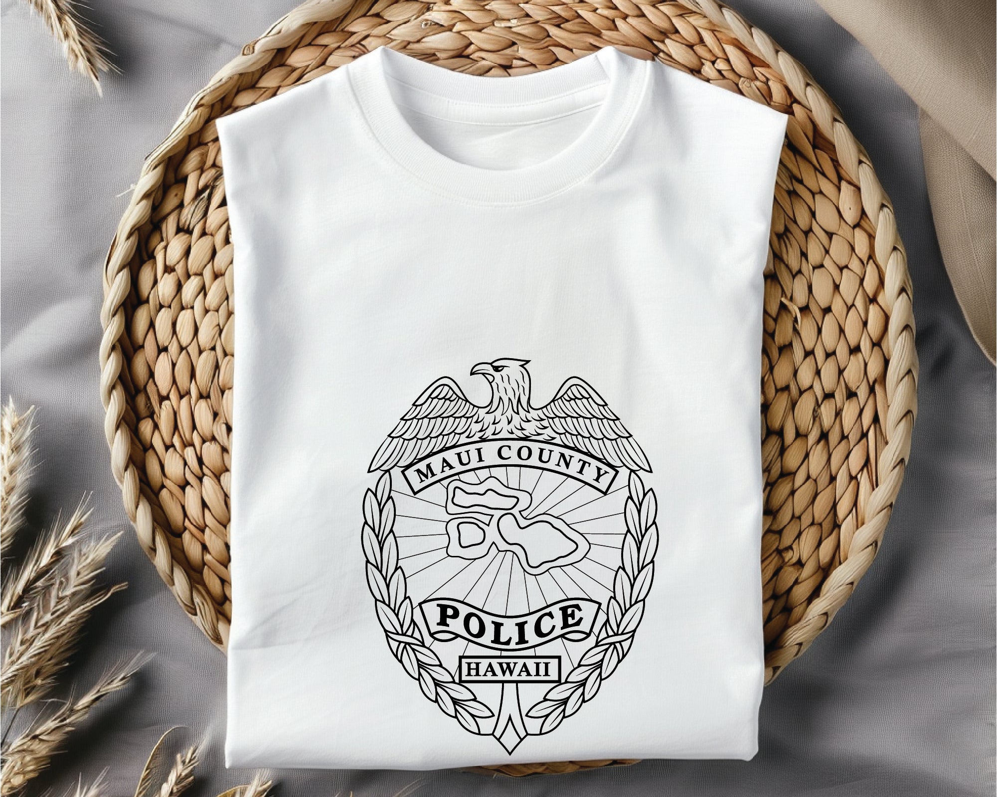 Maui County Police Badge SVG, Maui County Police Badge Vector, Police Badge SVG, Law Enforcement Badge Emblem, Police Shield Vector, Badge Engraving File
