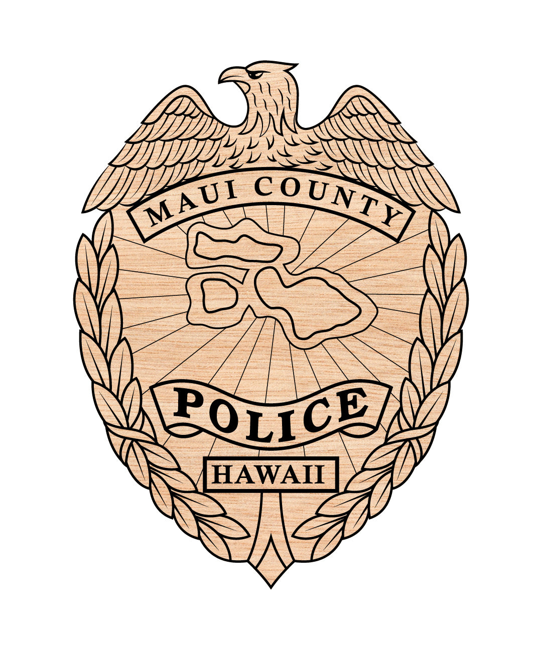 Maui County Police Badge SVG, Maui County Police Badge Vector, Police Badge SVG, Law Enforcement Badge Emblem, Police Shield Vector, Badge Engraving File