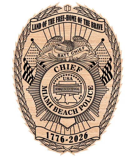 Miami Beach Police Chief 250th Anniversary Badge SVG Florida Law Enforcement Vector