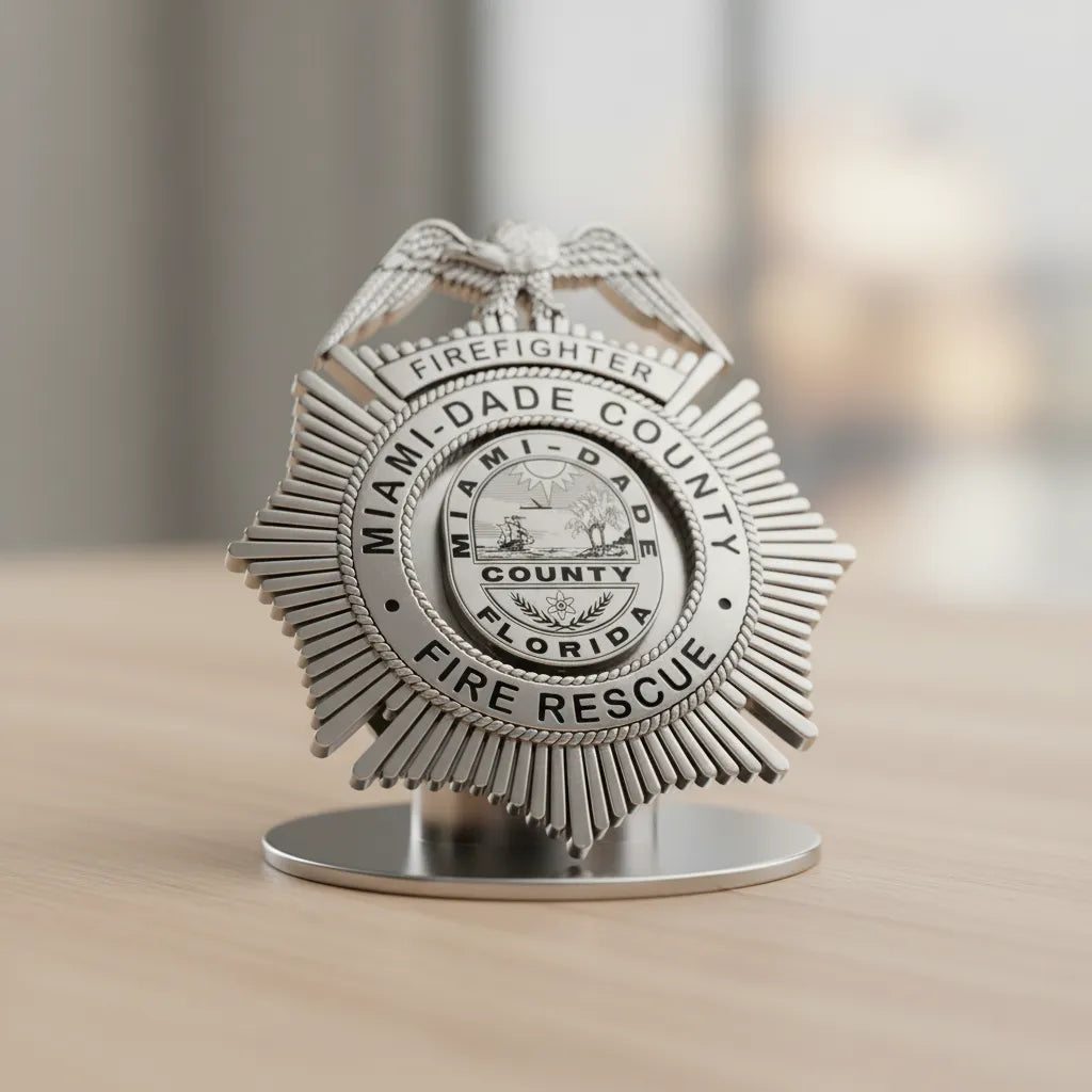 Miami-Dade County Firefighter Badge SVG
Florida Fire Rescue Vector Design
Eagle Sunburst Fire Badge Engraving File
Miami-Dade Fire Rescue Sign CNC File
County Seal Badge Vector for Laser Cutting