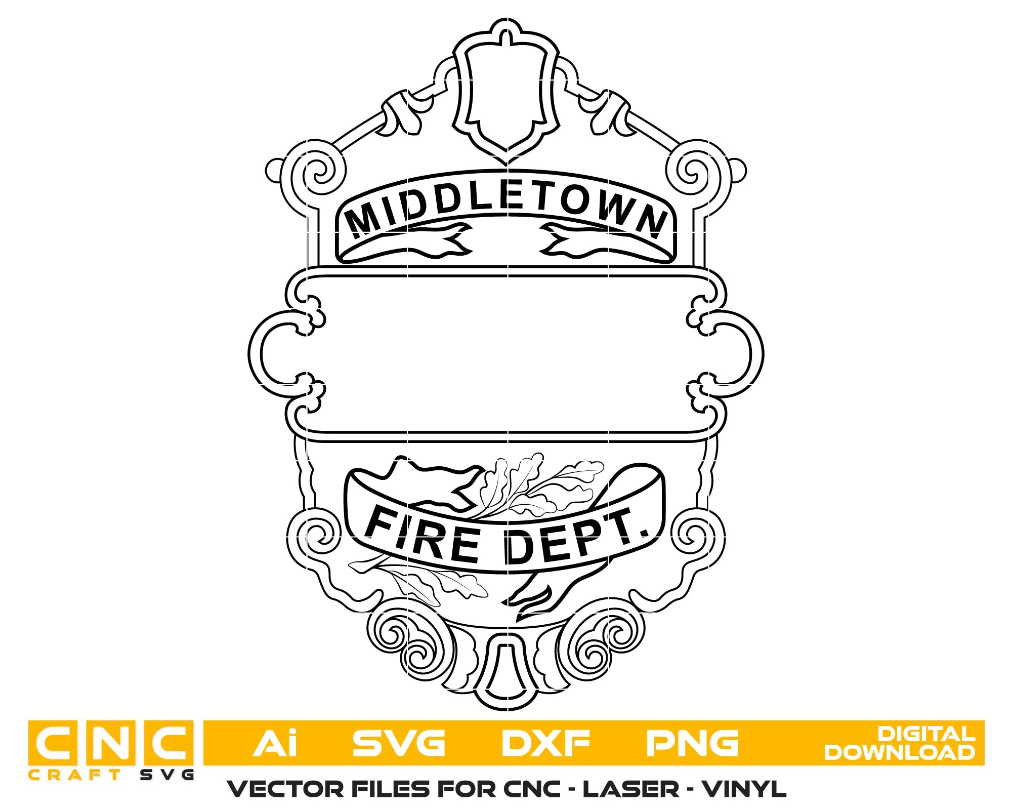 Middletown Fire Dept Fireman's Badge SVG Firefighter Vector