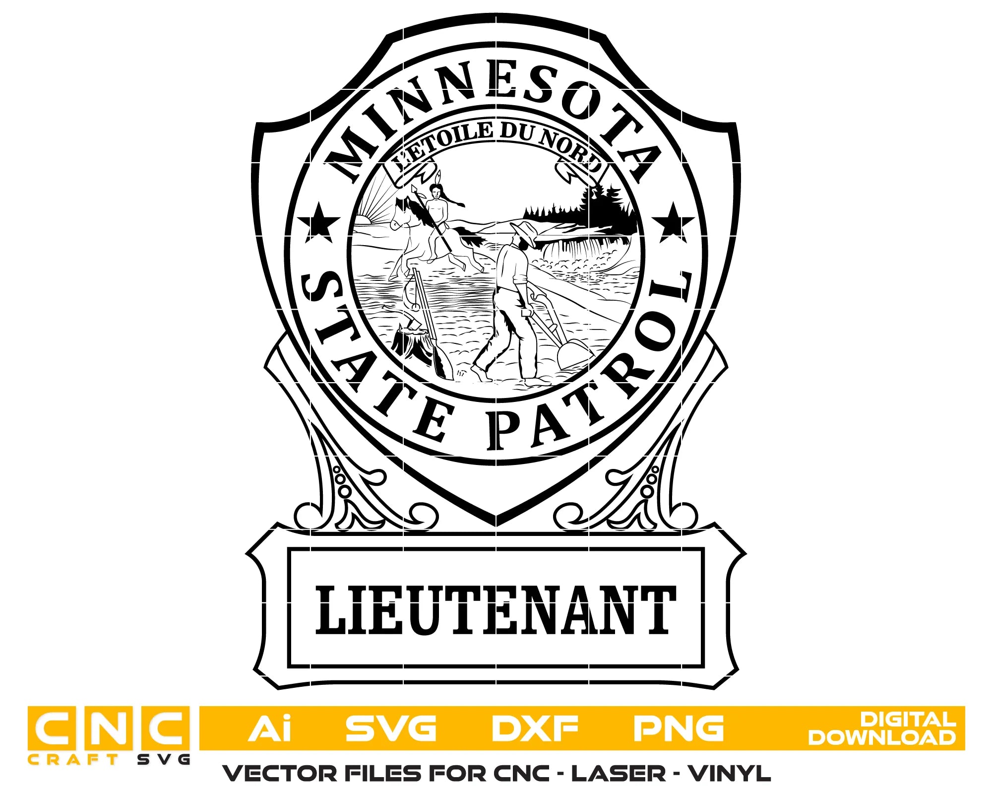 Minnesota State Patrol Lieutenant Badge SVG Law Enforcement Vector