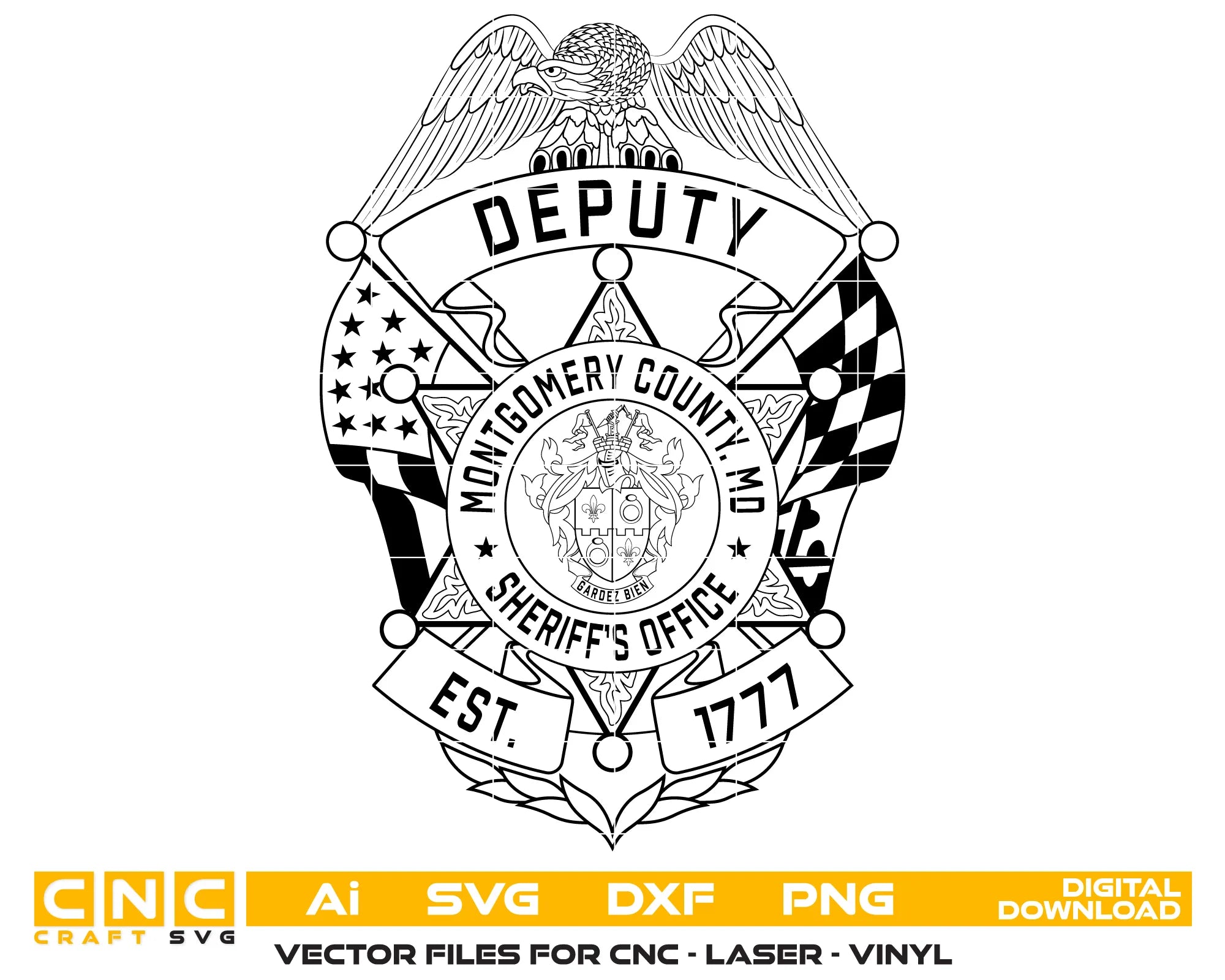 Montgomery County Deputy Sheriff Badge Maryland SVG Maryland Law Enforcement Vector