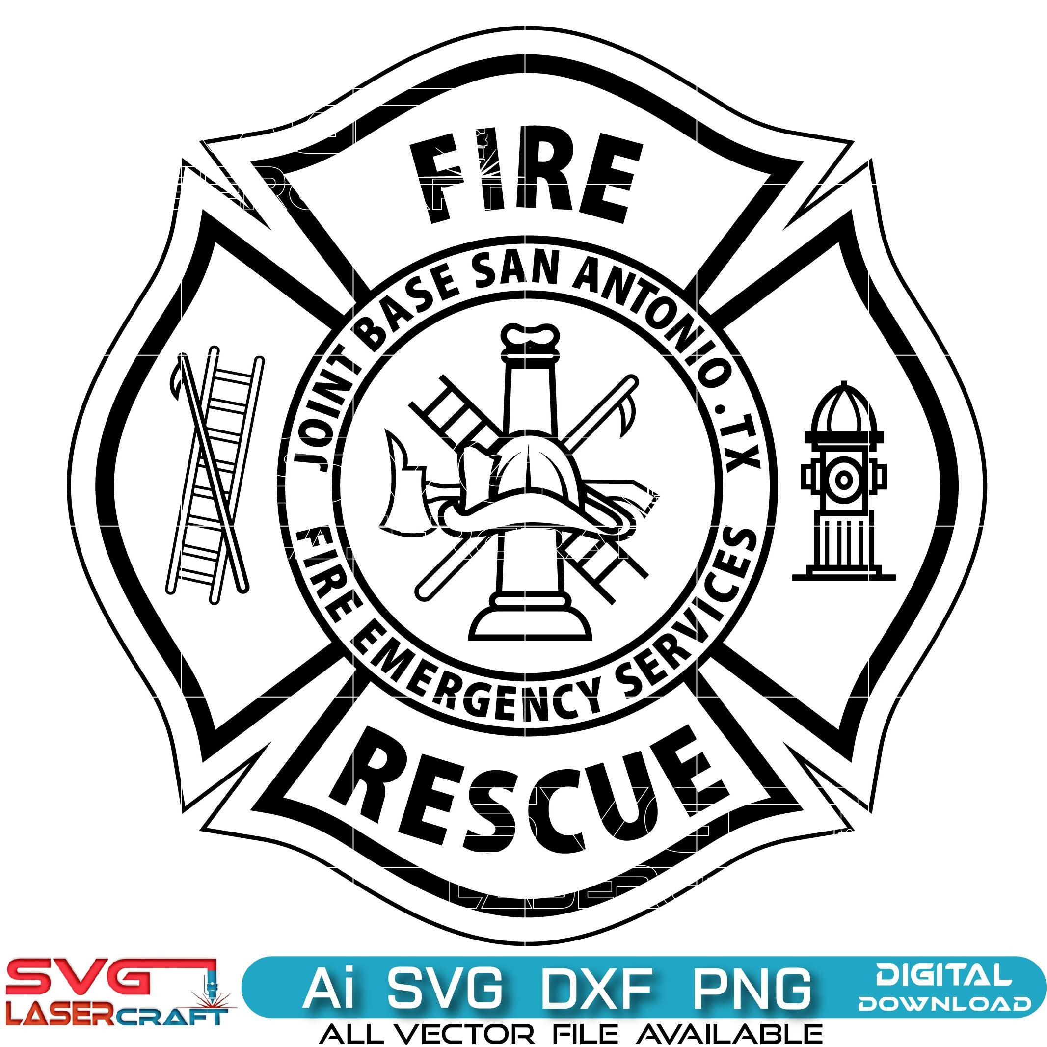 Joint Base San Antonio .tx Fire Emergency Services Badge Vector Art