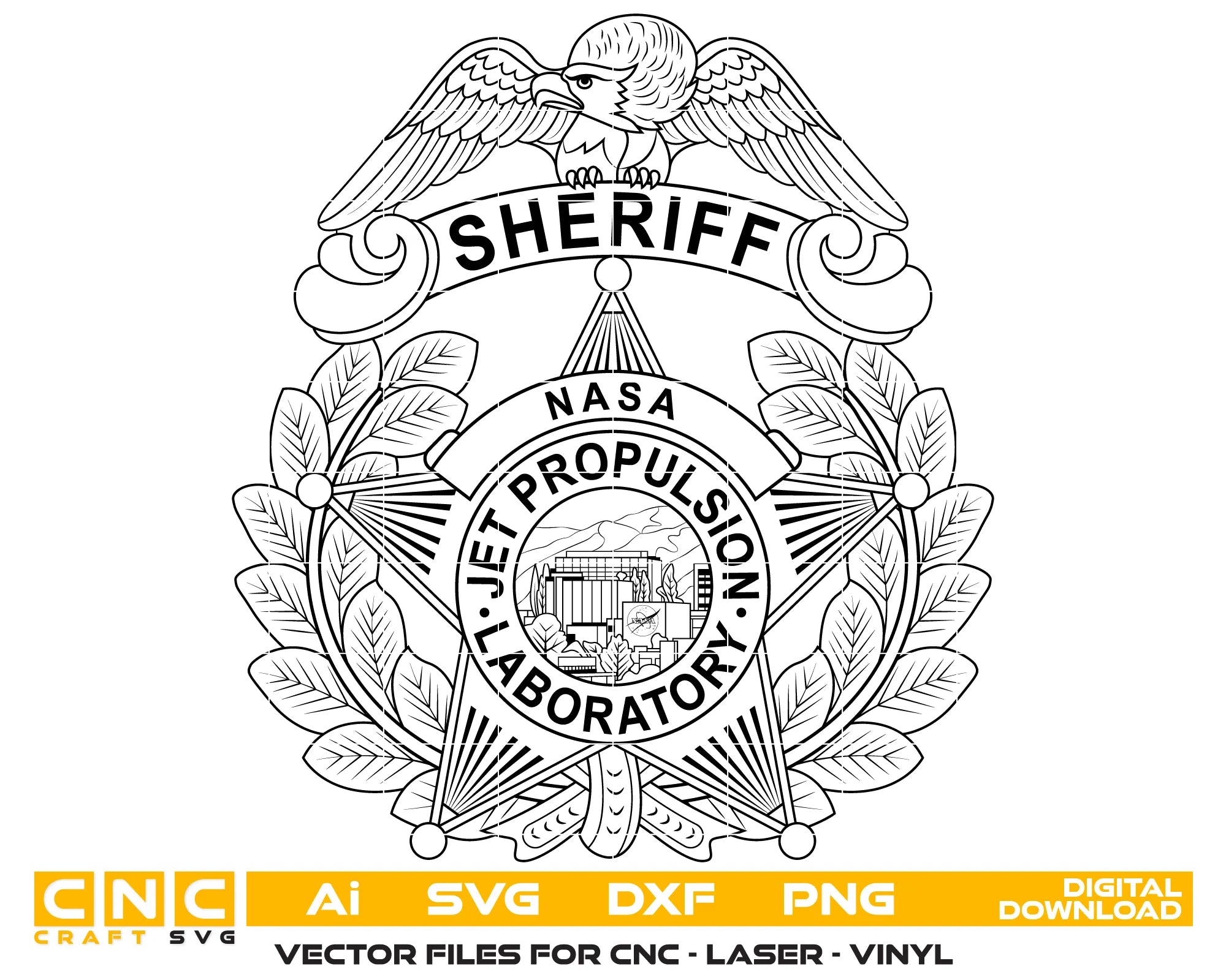 NASA Jet Propulsion Laboratory Sheriff Badge SVG Federal Law Enforcement Vector