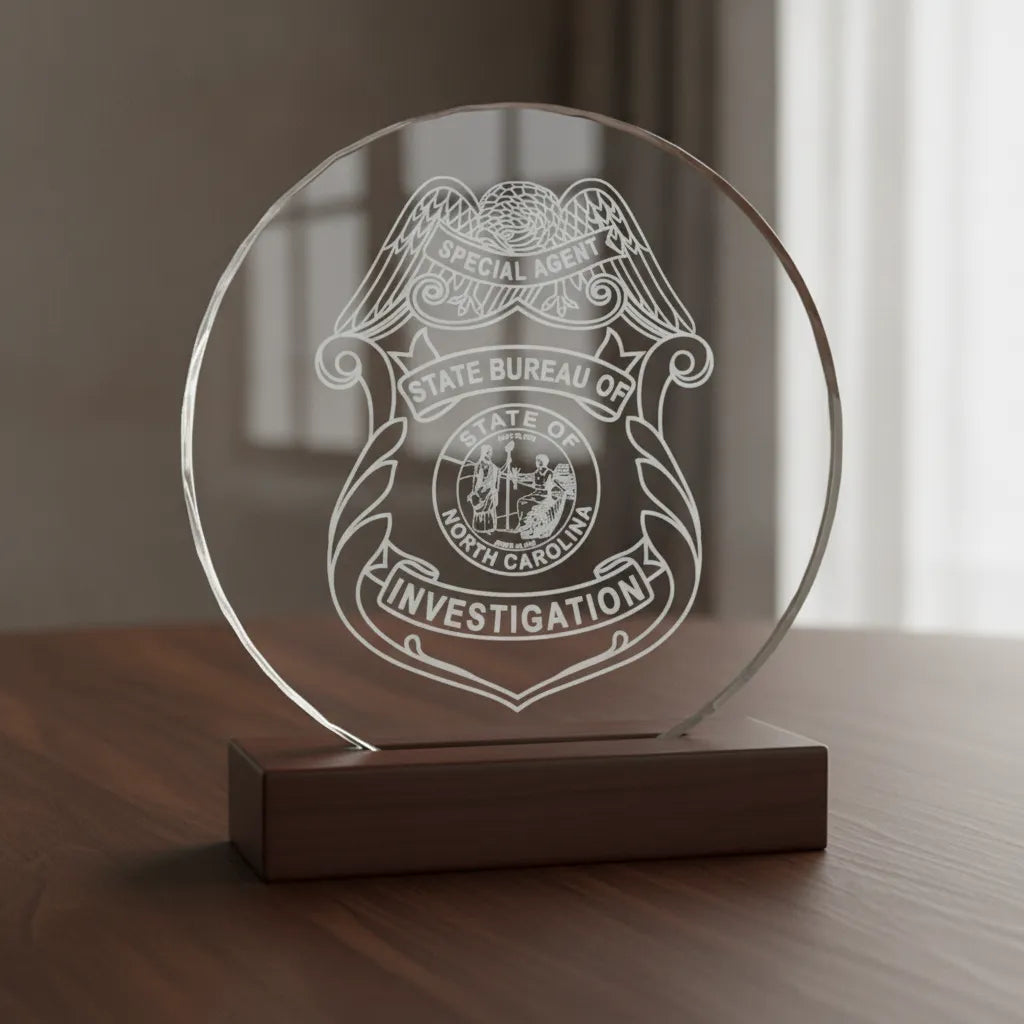 NC State Bureau of Investigation Badge SVG
North Carolina Special Agent Shield Vector
State of North Carolina Seal Engraving File
SBI Special Agent Badge Sign CNC File
Law Enforcement Shield Vector for Lasers