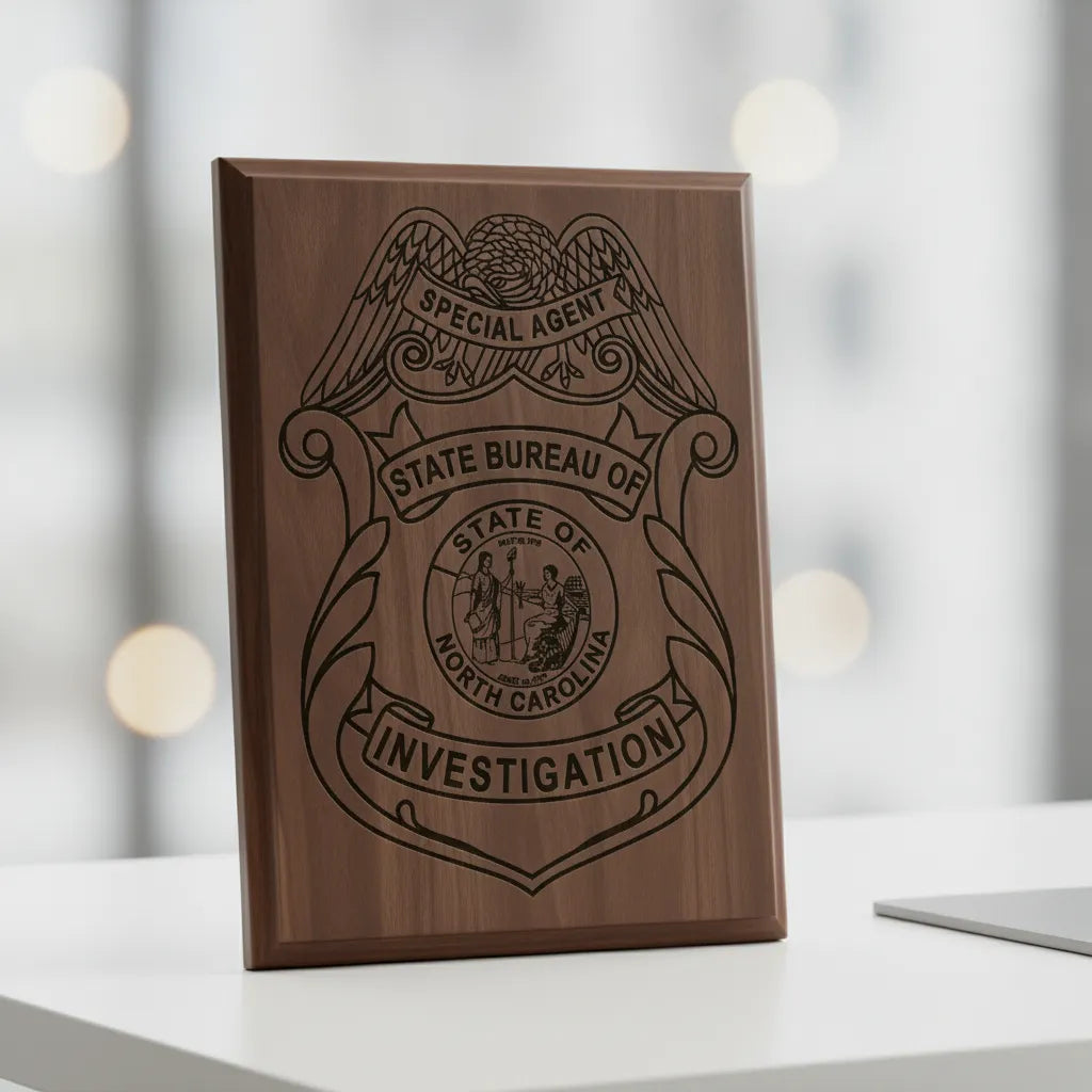 NC State Bureau of Investigation Badge SVG
North Carolina Special Agent Shield Vector
State of North Carolina Seal Engraving File
SBI Special Agent Badge Sign CNC File
Law Enforcement Shield Vector for Lasers