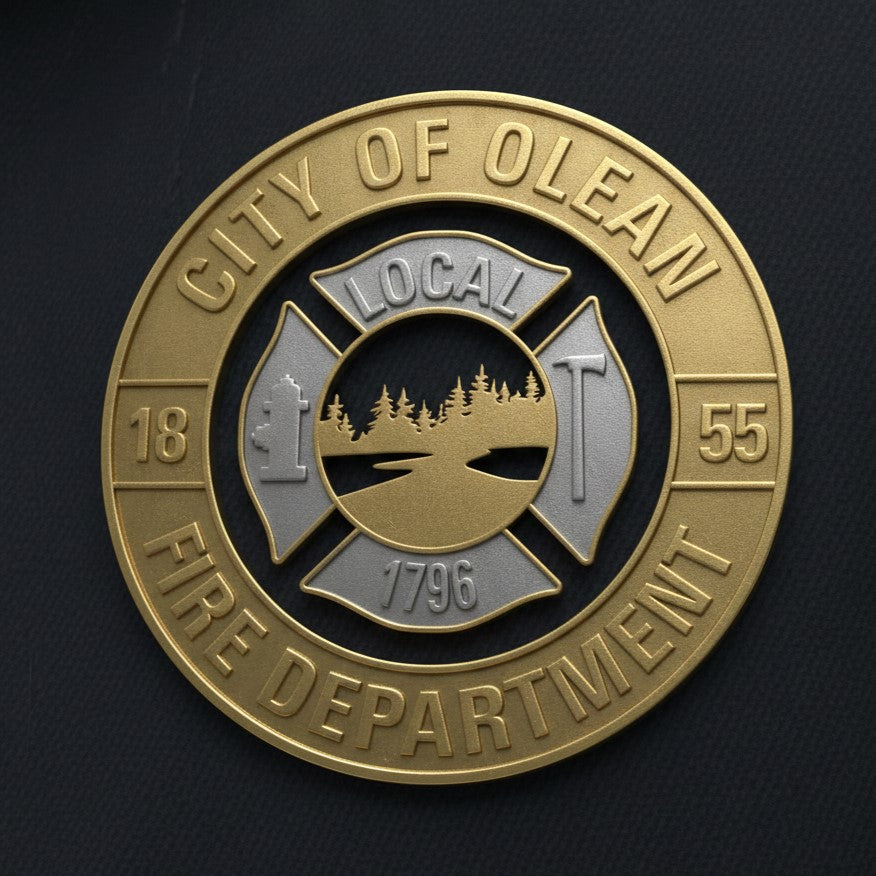City of Olean Fire Department Badge SVG
New York Firefighter Vector Design
Olean Fire Local 1855 Emblem
Fire Dept Cross Logo for Engraving
Fire Rescue CNC Badge File
