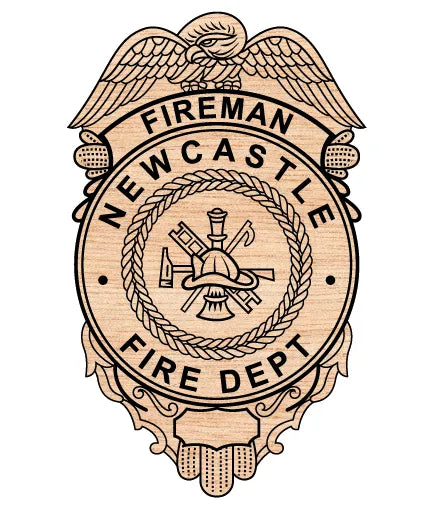 Newcastle Fire Dept Fireman Badge SVG Eagle Shield Vector