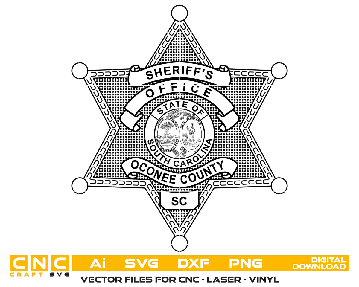 Oconee County Sheriff's Office Badge South Carolina SVG Sheriff Vector