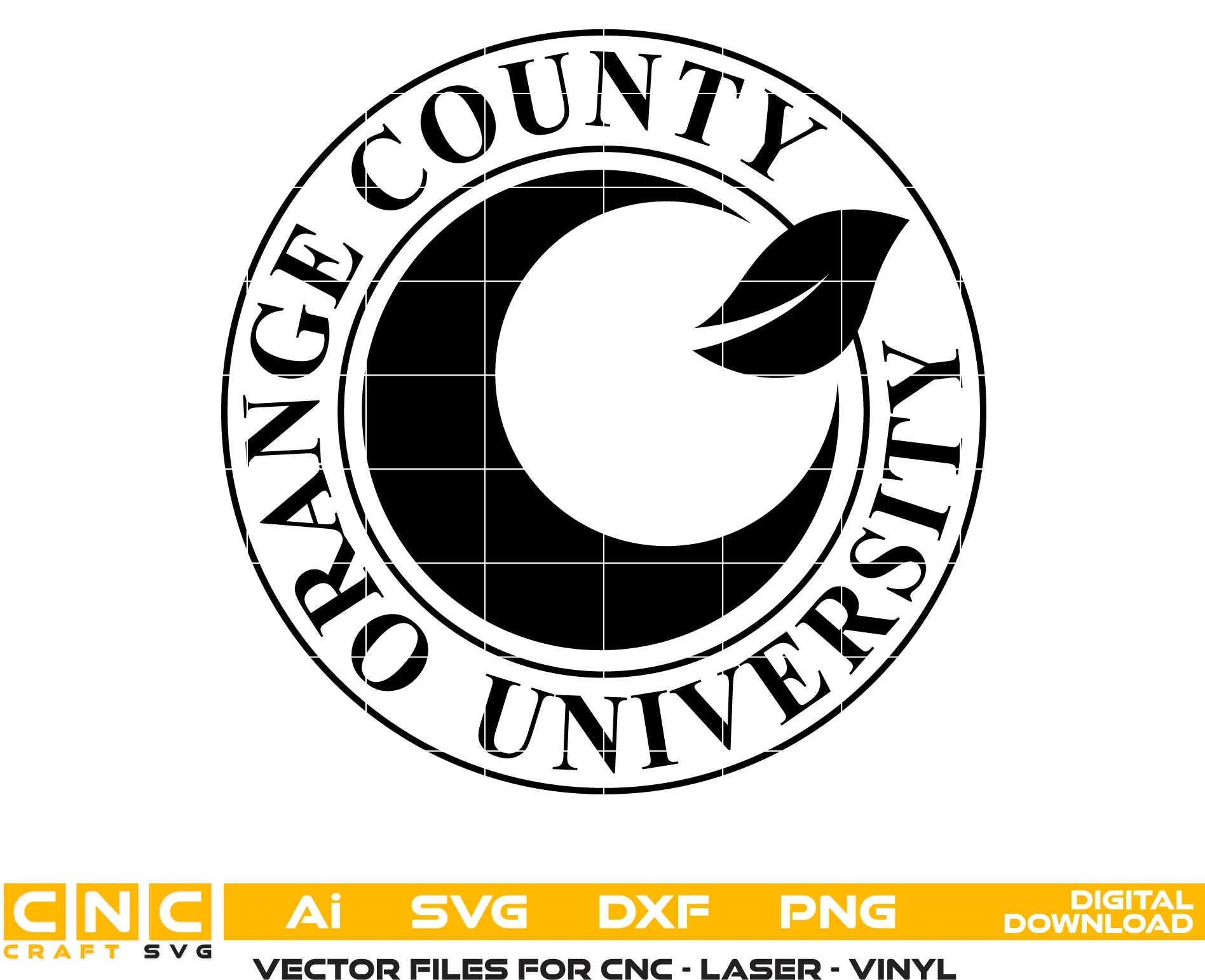 Logo of Orange County University with a leaf symbol on a white background