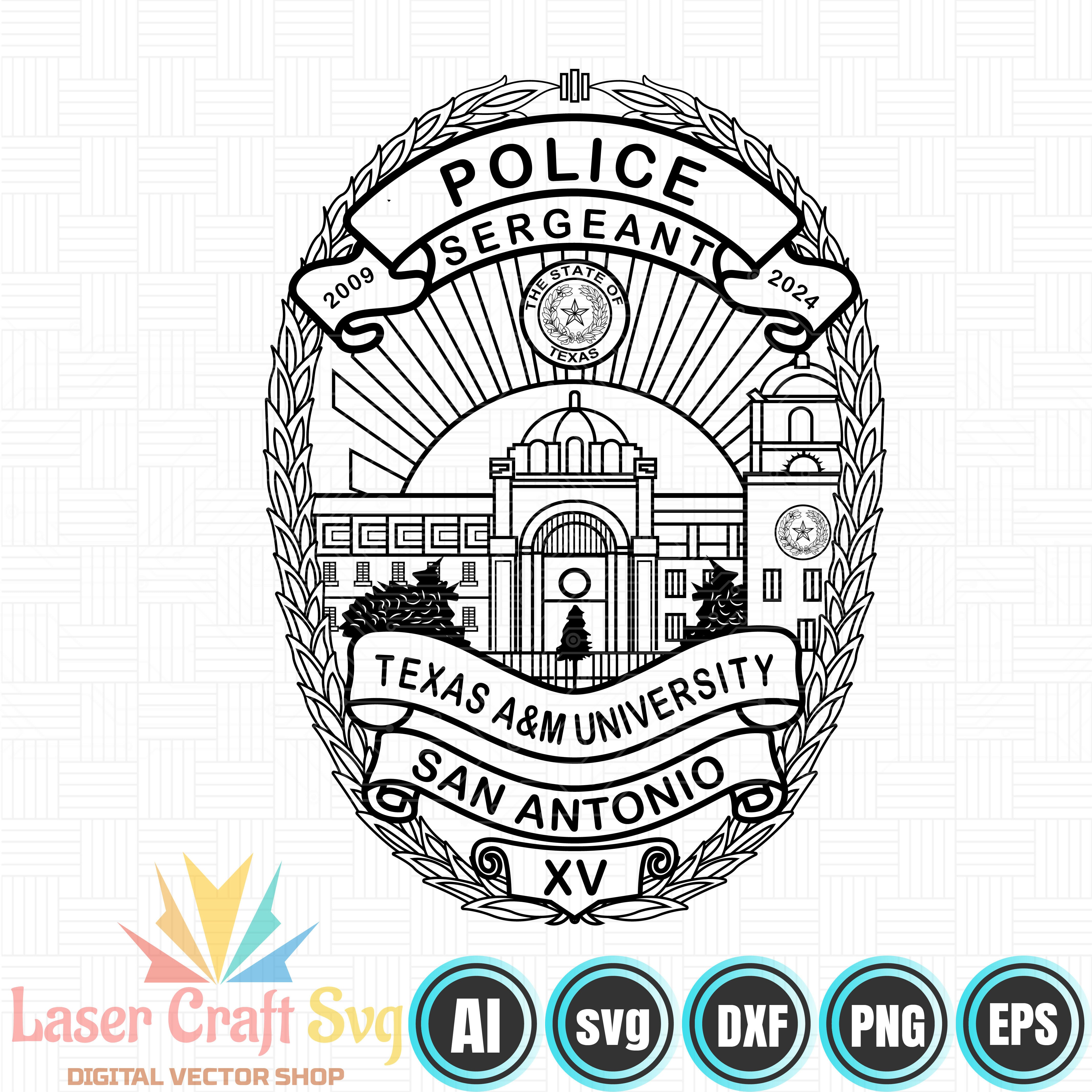 Texsas A&m Pilice Sergeant Badge-01