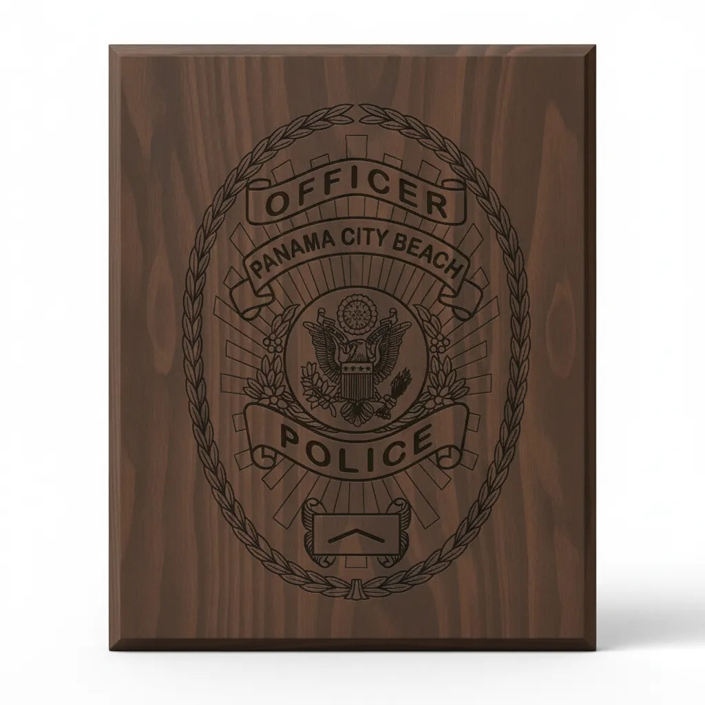 Panama City Beach Police Badge SVG
Florida Law Enforcement Shield Vector
Eagle Emblem Police Badge Engraving File
Laurel Wreath Cop Shield Sign CNC File
Police Officer Badge Vector for Lasers