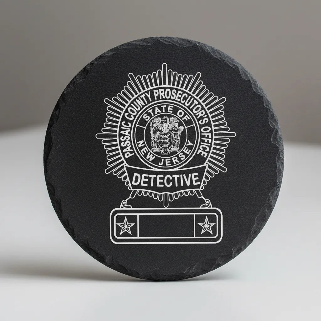 Passaic County Prosecutor Detective Badge SVG
New Jersey Law Enforcement Vector Design
Sunburst Detective Badge Engraving File
Passaic County Sign CNC File
Detective Badge Vector for Laser Cutting