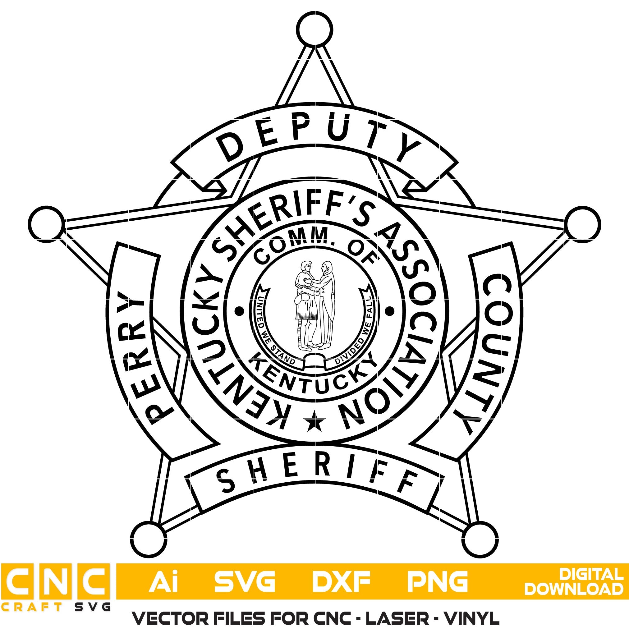 Perry County Kentucky Deputy Sheriff Badge SVG for CNC
Perry County KY Sheriff Star Vector for Laser Engraving
Perry County Kentucky Deputy Sheriff Emblem for Wood Carving
Professional Perry County KY Law Enforcement Badge Design
Perry County Sheriff SVG Logo for CNC Router Projects