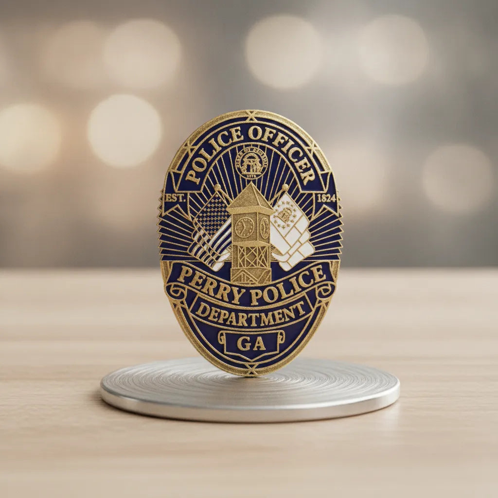 Perry GA Police Officer Badge SVG
Georgia Law Enforcement Shield Vector
Clock Tower and Flags Engraving File
Perry Police Badge Sign CNC File
Police Officer Shield Vector for Lasers