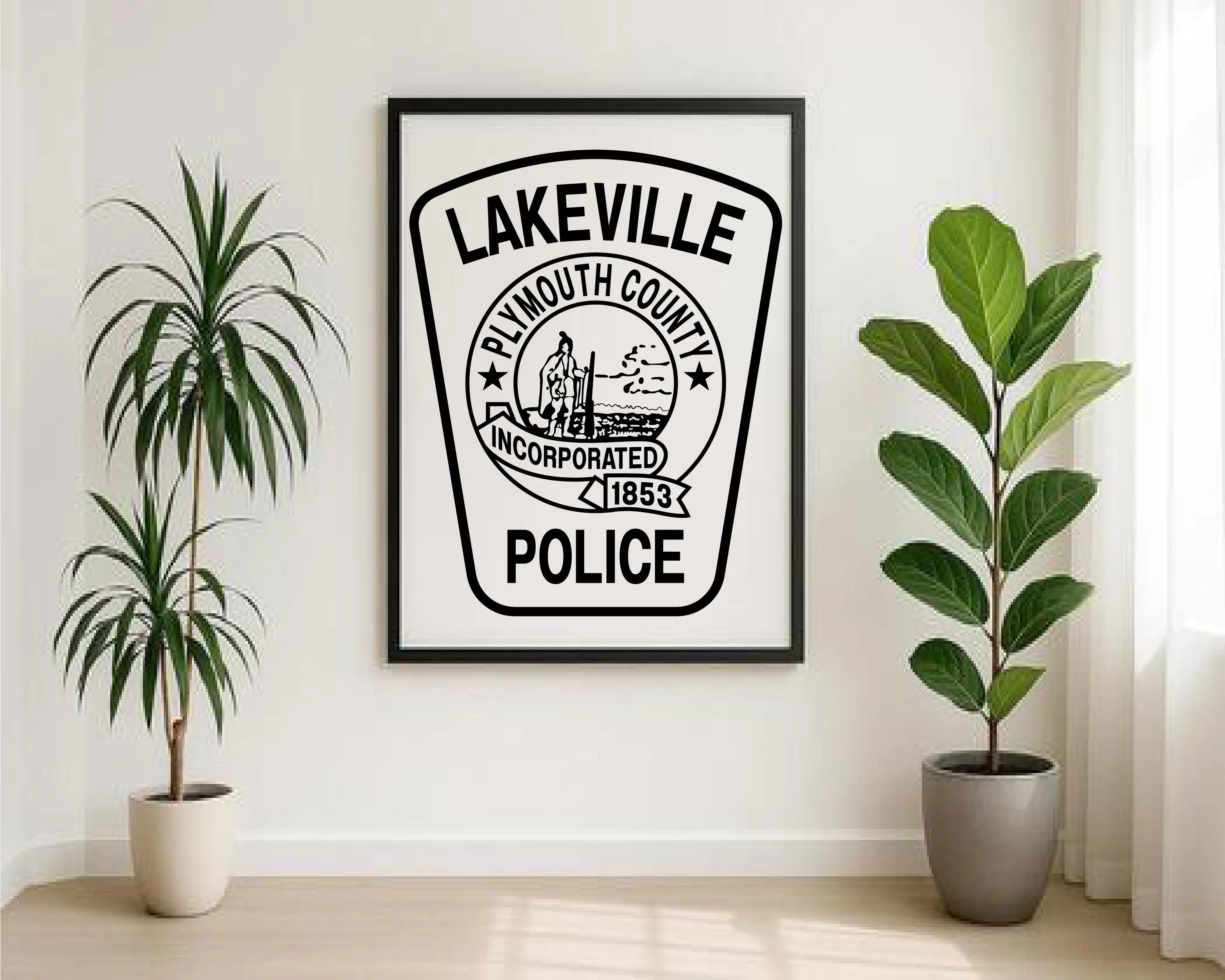 Plymouth County Police Department Patch Lakeville SVG Massachusetts Law Enforcement Vector