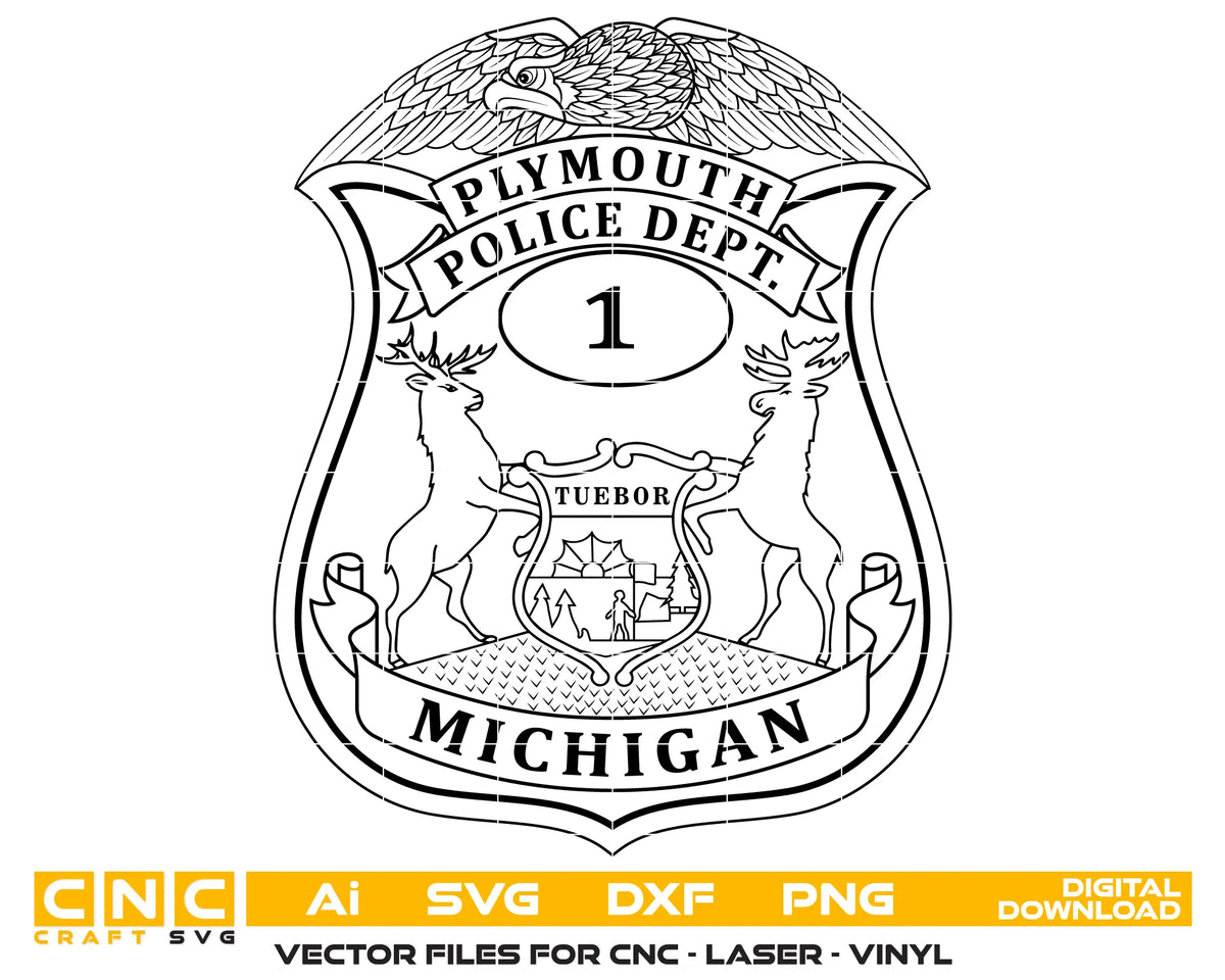 Plymouth Police Department Badge Michigan SVG Law Enforcement Vector