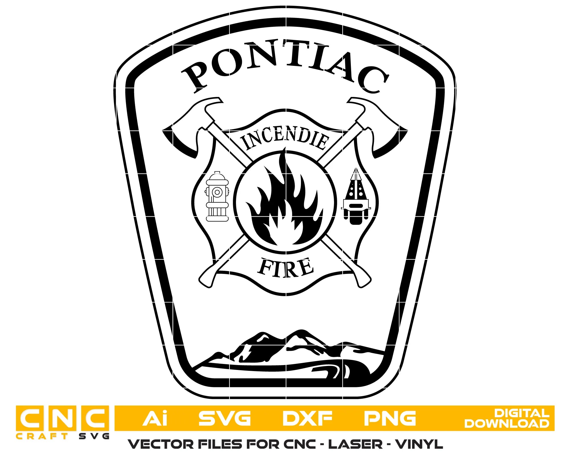 Pontiac Fire Department Logo SVG Quebec Firefighter Vector