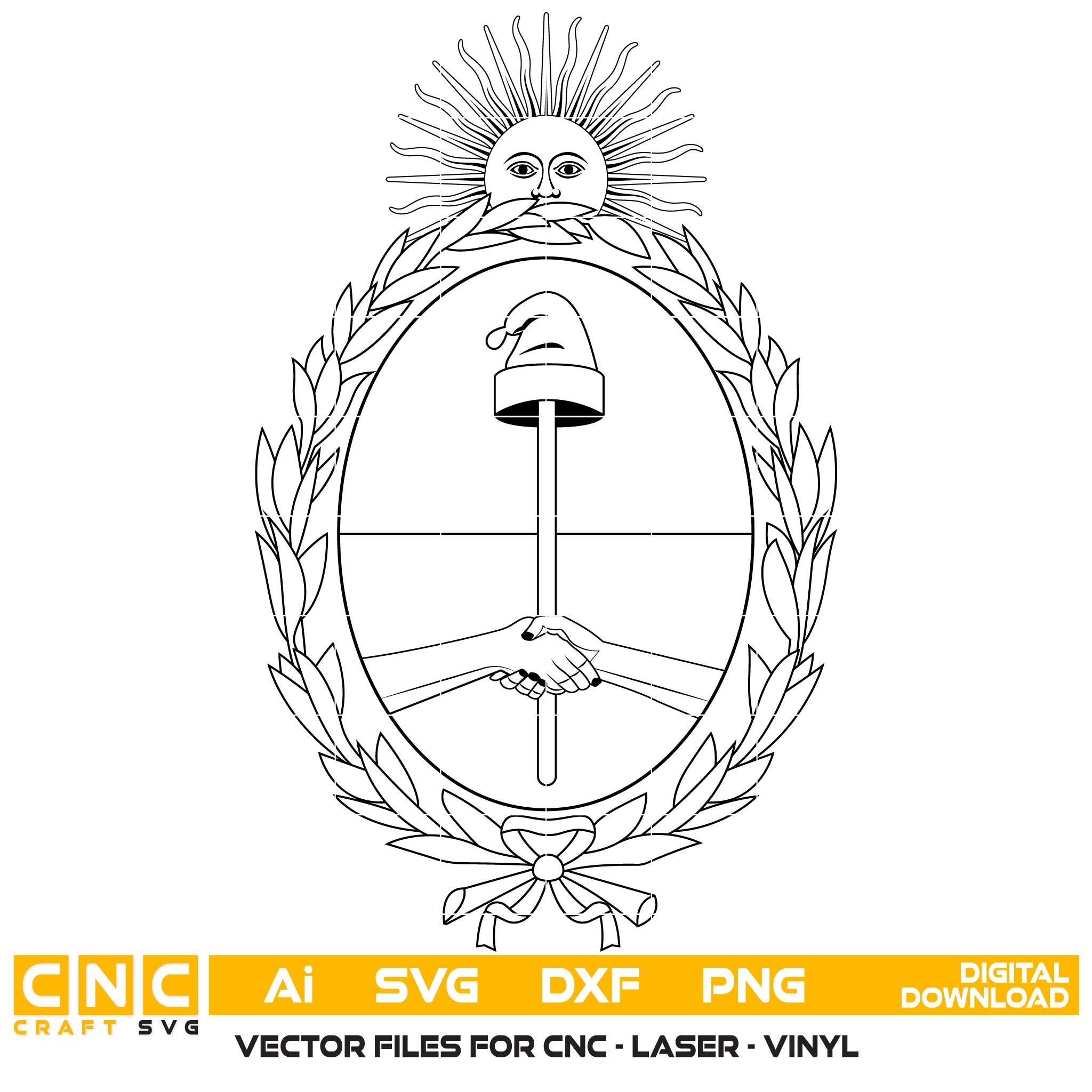 Coat of Arms of Argentina SVG for CNC
Argentina National Emblem Vector for Laser Engraving
Argentinian Shield Emblem for Wood Carving
Professional Argentina Coat of Arms Vector Design
Argentina SVG Emblem Logo for CNC Router Projects