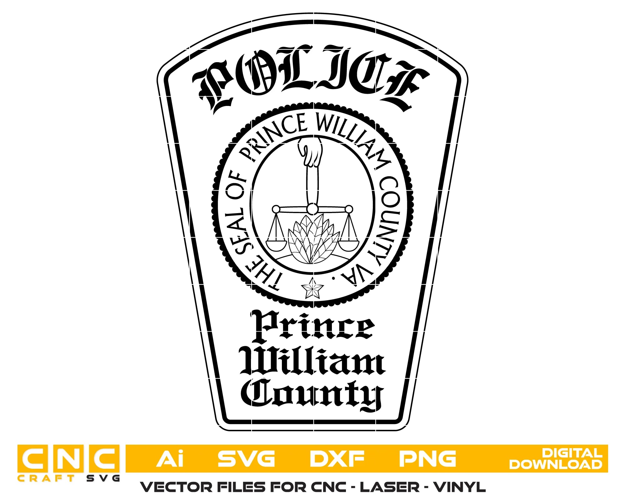 Prince William County Police Department Patch SVG Virginia Law Enforcement Vector