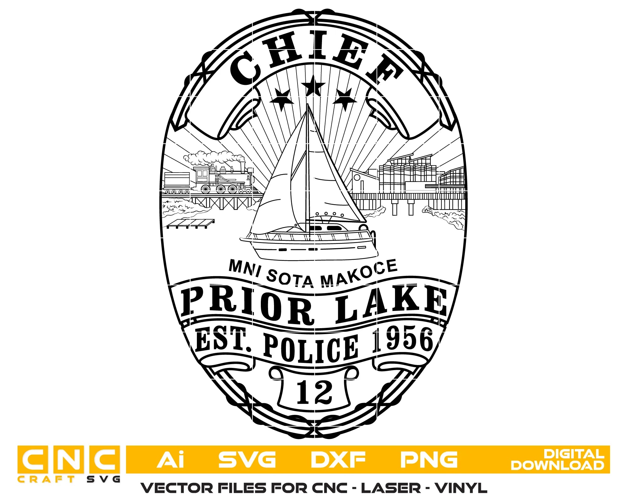 Prior Lake Police Chief Badge SVG Minnesota Law Enforcement Vector