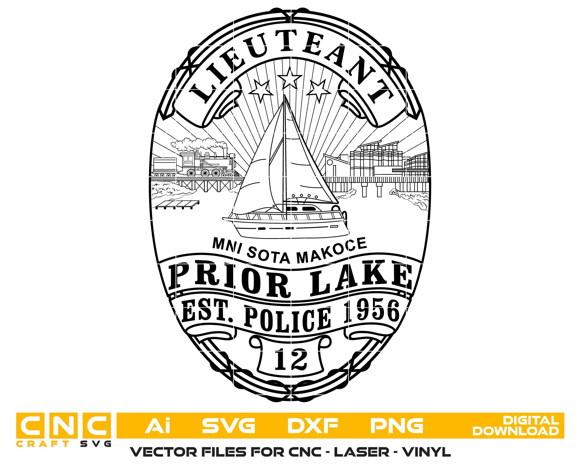 Prior Lake Police Lieutenant Badge SVG Minnesota Law Enforcement Vector