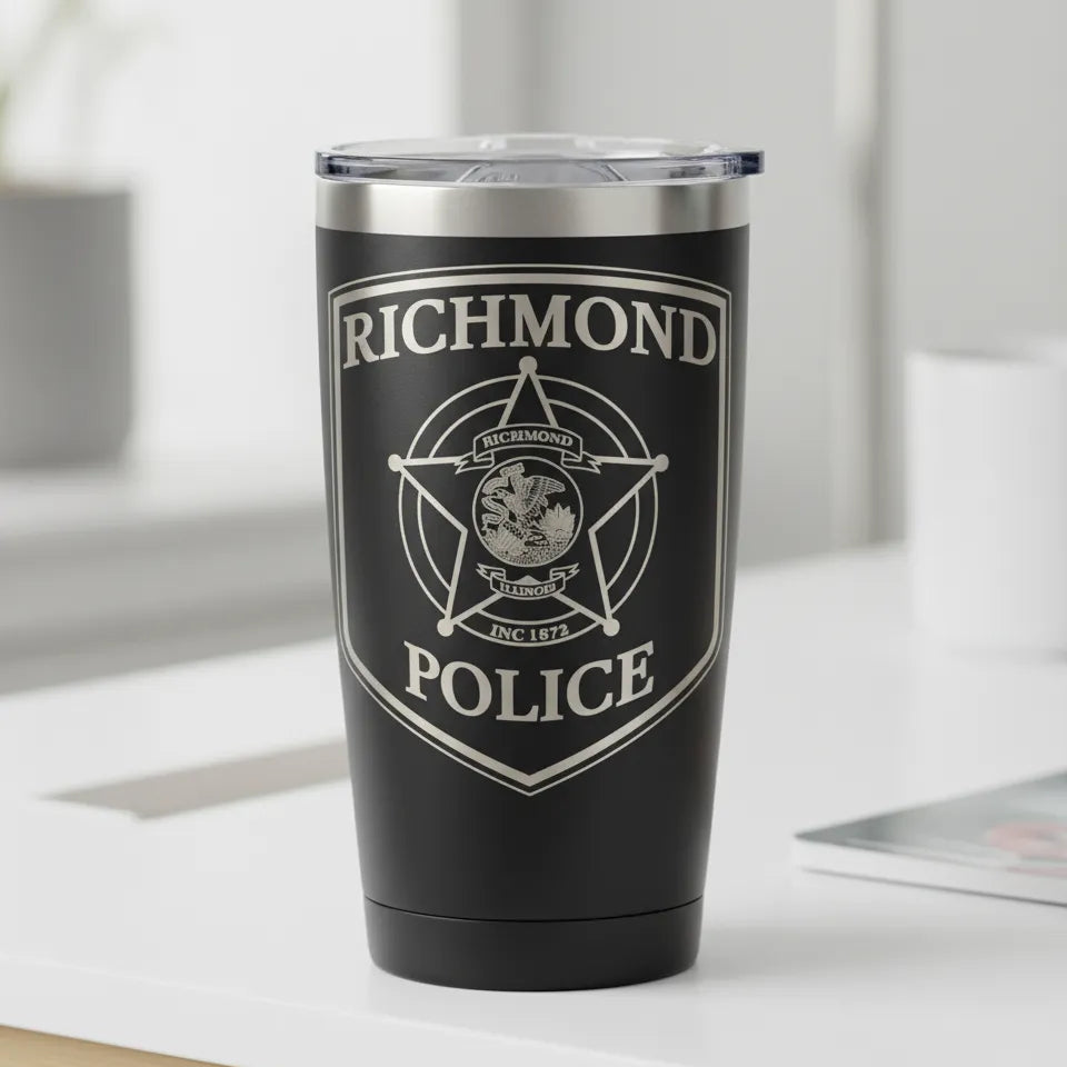 Richmond Police Badge SVG
Illinois Law Enforcement Vector Design
Police Shield Badge Engraving File
Richmond IL Police Sign CNC File
5-Point Star Badge Vector for Laser Cutting