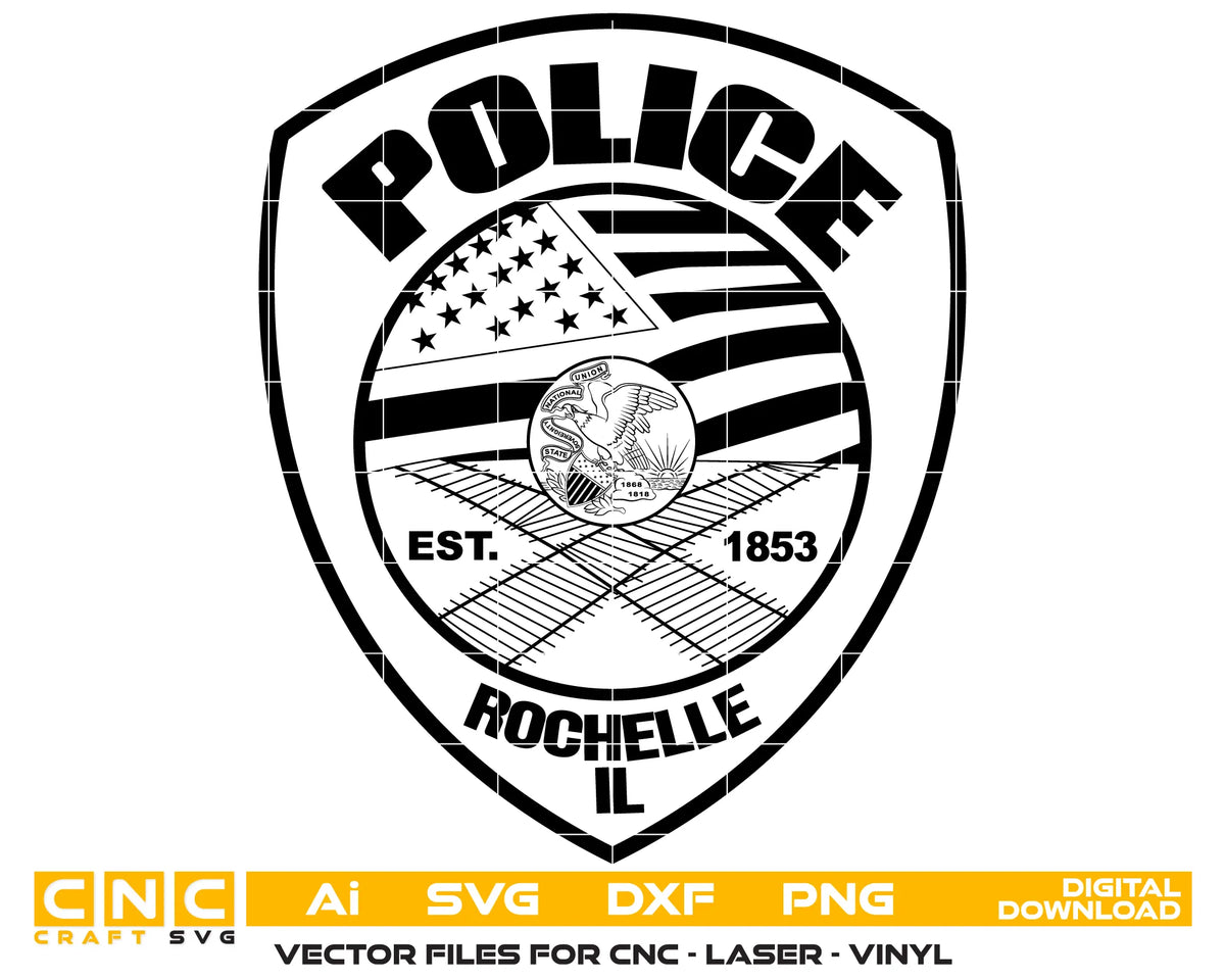 Rochelle Police Department Patch SVG Illinois Law Enforcement Vector
