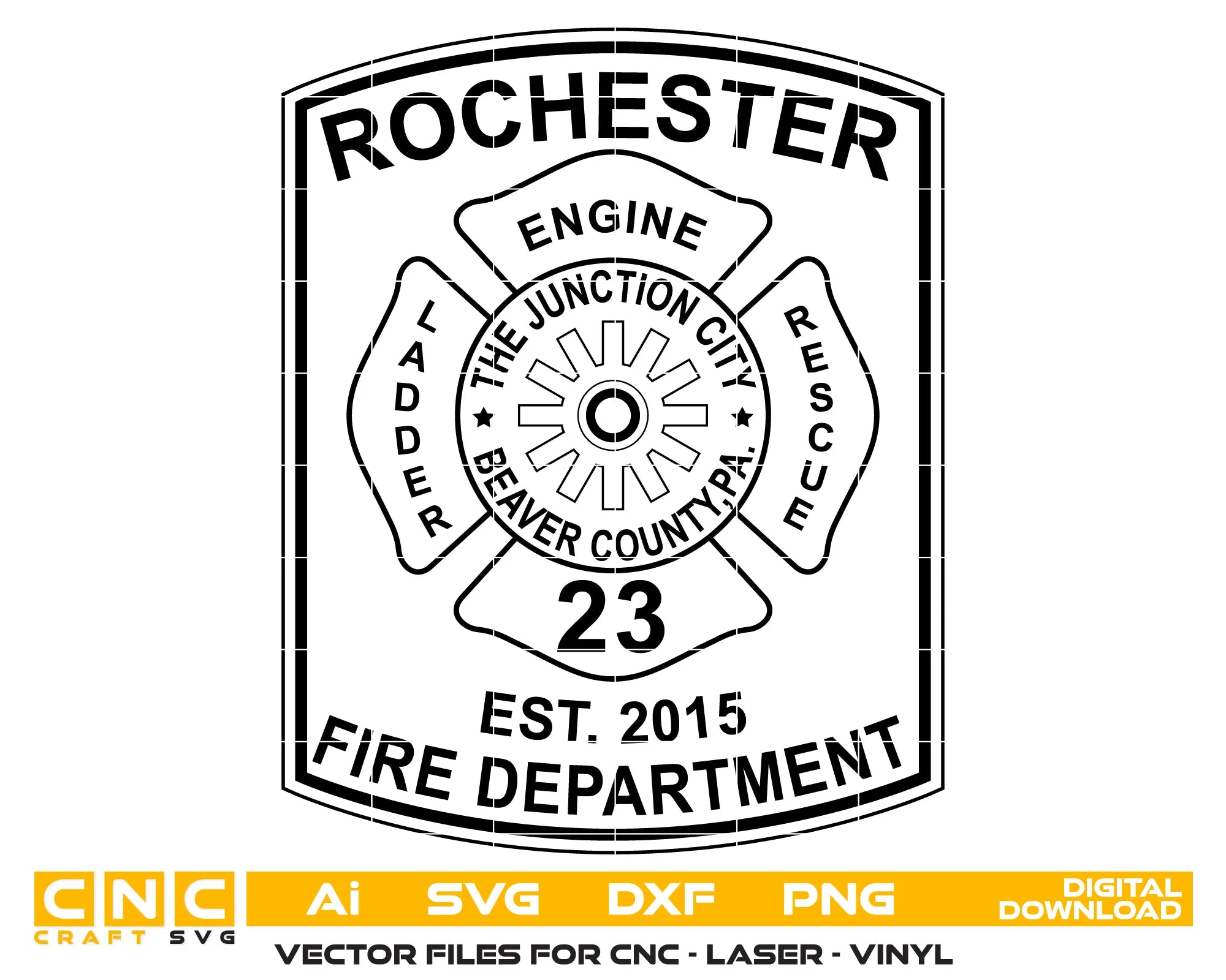 Rochester Fire Department Patch SVG Pennsylvania Firefighter Vector