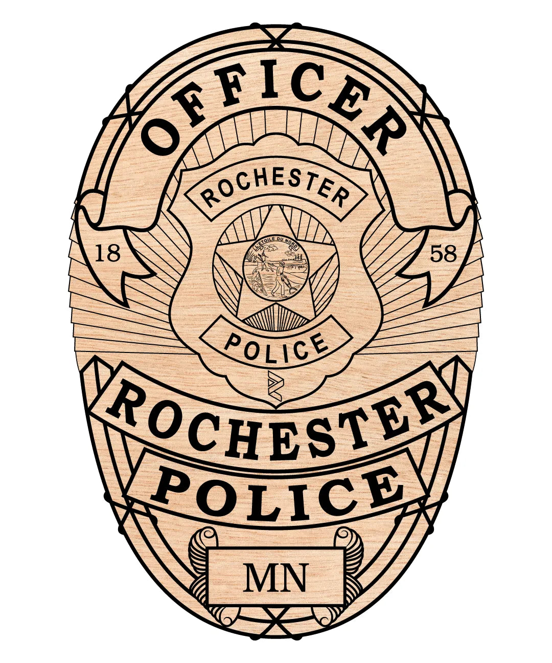 Rochester Police Officer Badge Minnesota SVG Minnesota Law Enforcement Vector