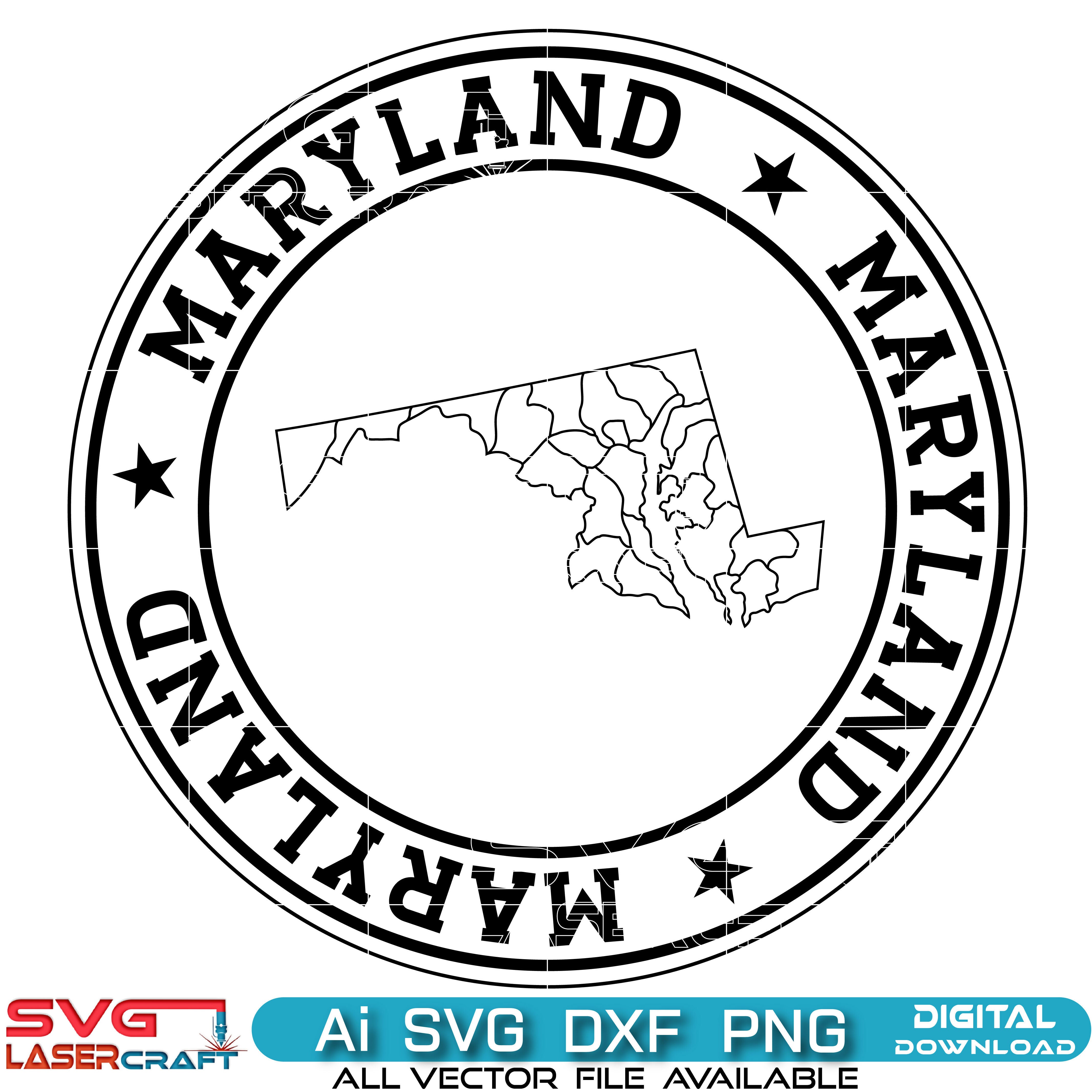 Maryland State Map logo Svg Vector Art
