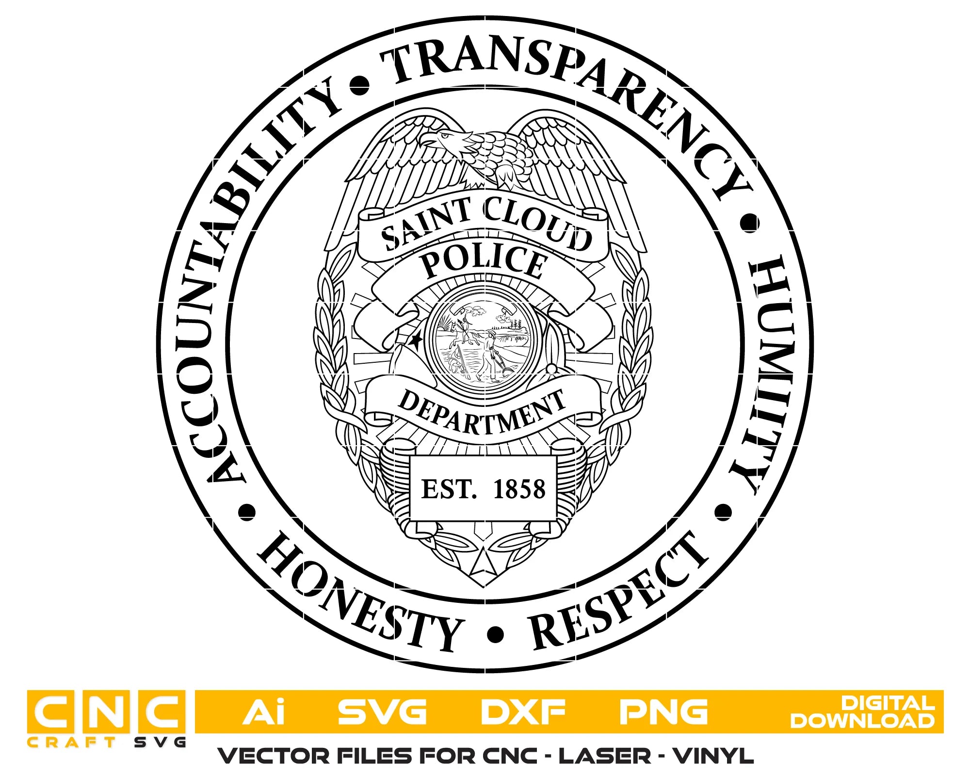 Saint Cloud Police Department Badge SVG Minnesota Law Enforcement Vector