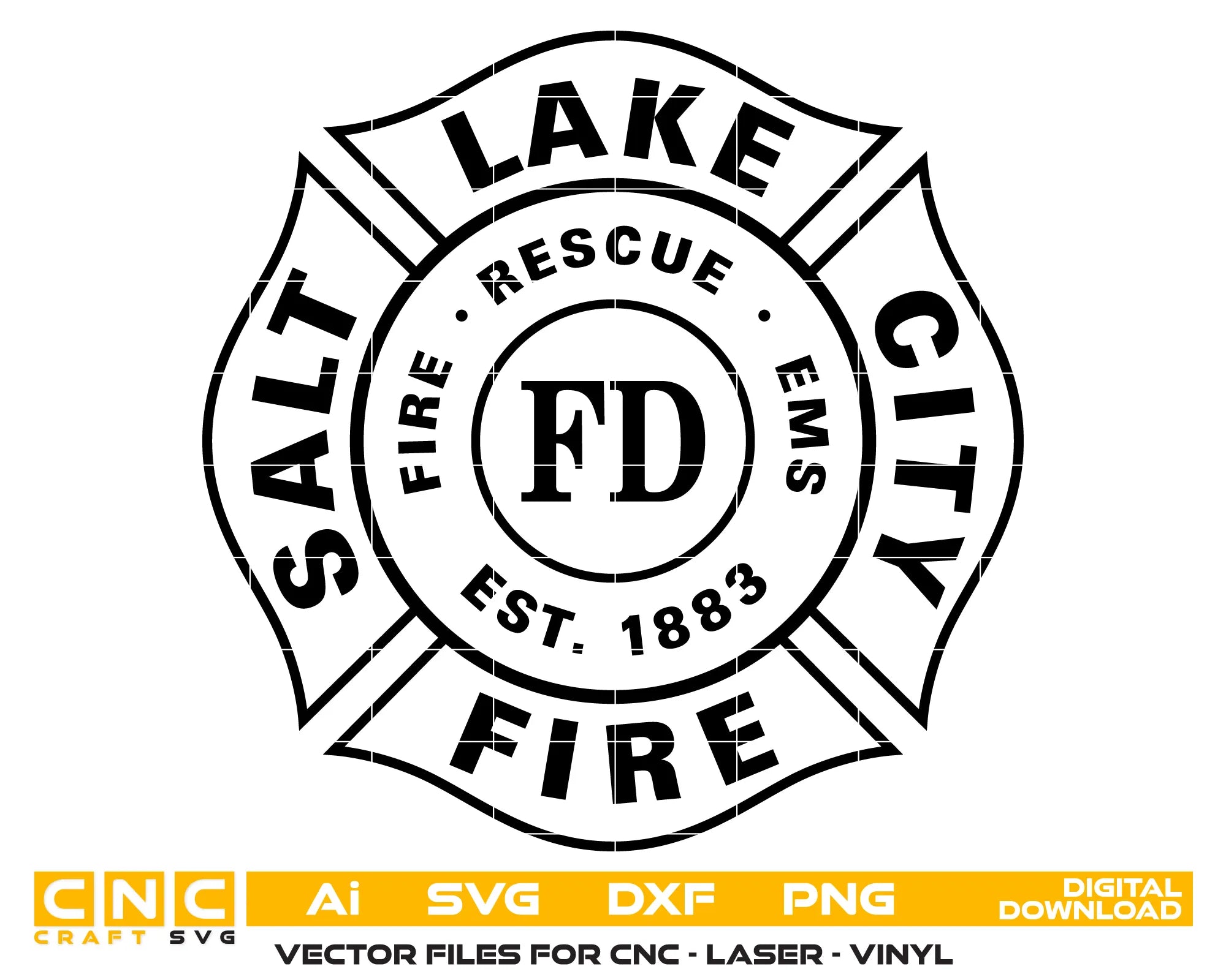 Salt Lake City Fire Department Logo SVG Utah Firefighter Vector