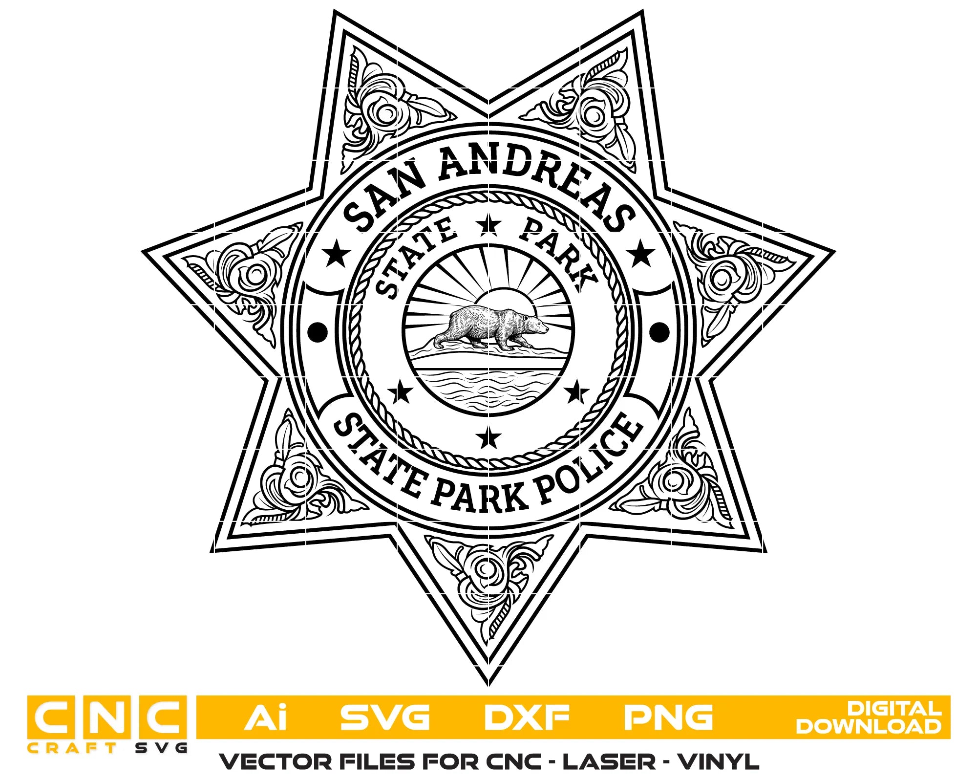 San Andreas State Park Police Badge SVG Law Enforcement Vector