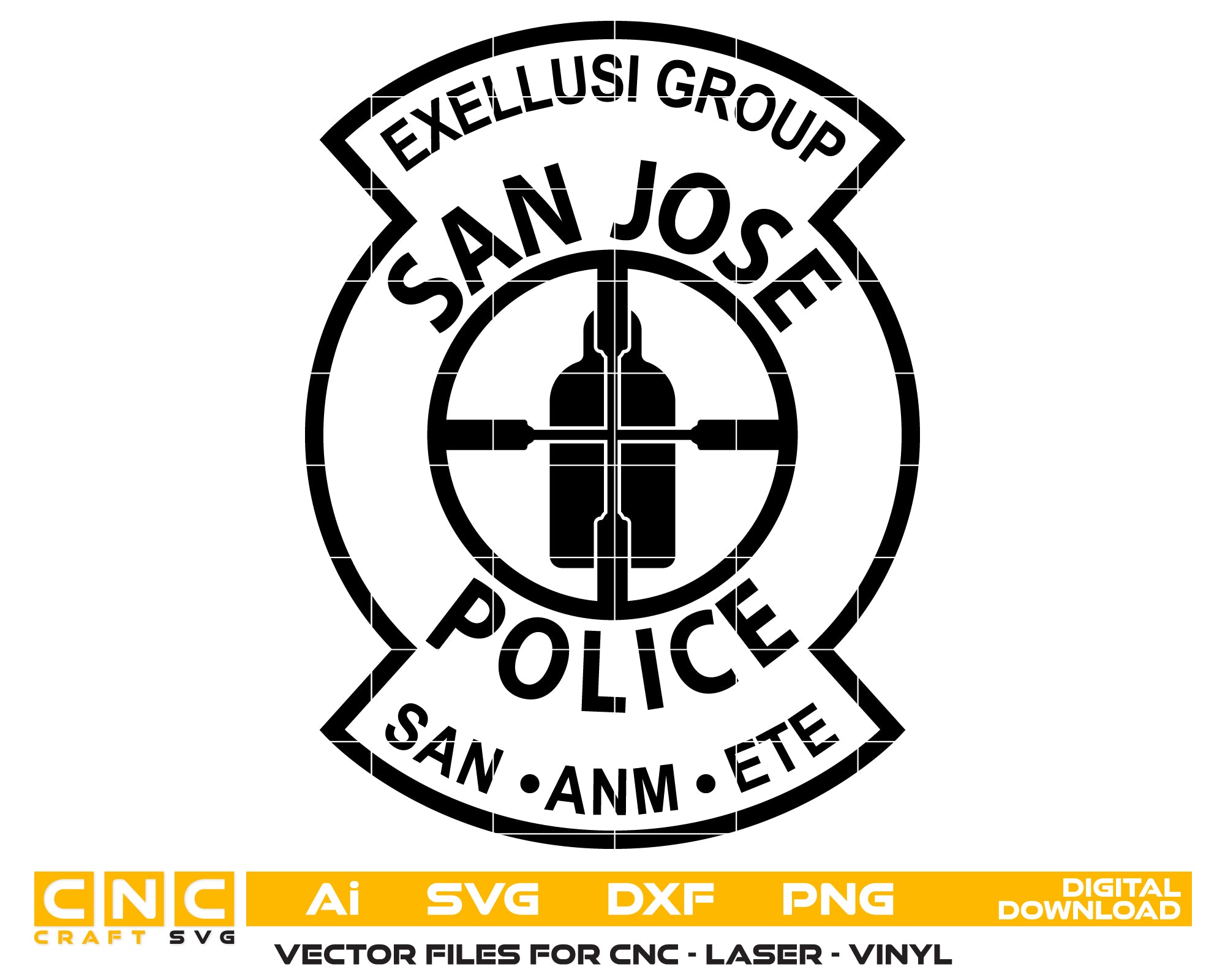 San Jose Police Patch SVG for CNC
San Jose CA Police Emblem Vector for Laser Engraving
San Jose California Police Patch for Wood Carving
Professional SJPD Law Enforcement Badge Design
San Jose Police SVG Logo for CNC Router Projects