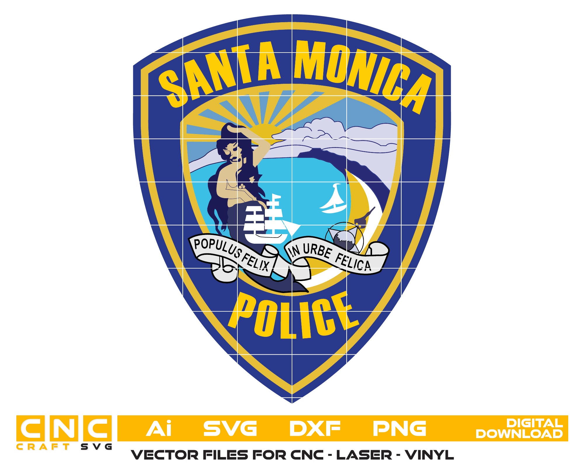 Santa Monica Police Patch SVG
California Law Enforcement Vector
Mermaid Coastal Police Emblem
Police Patch Engraving File
Santa Monica Sign CNC Router File
