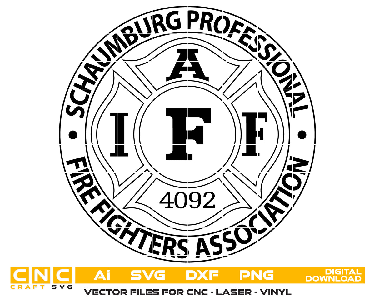 Schaumburg Professional Firefighters Association Badge SVG IAFF Local 4092 Vector