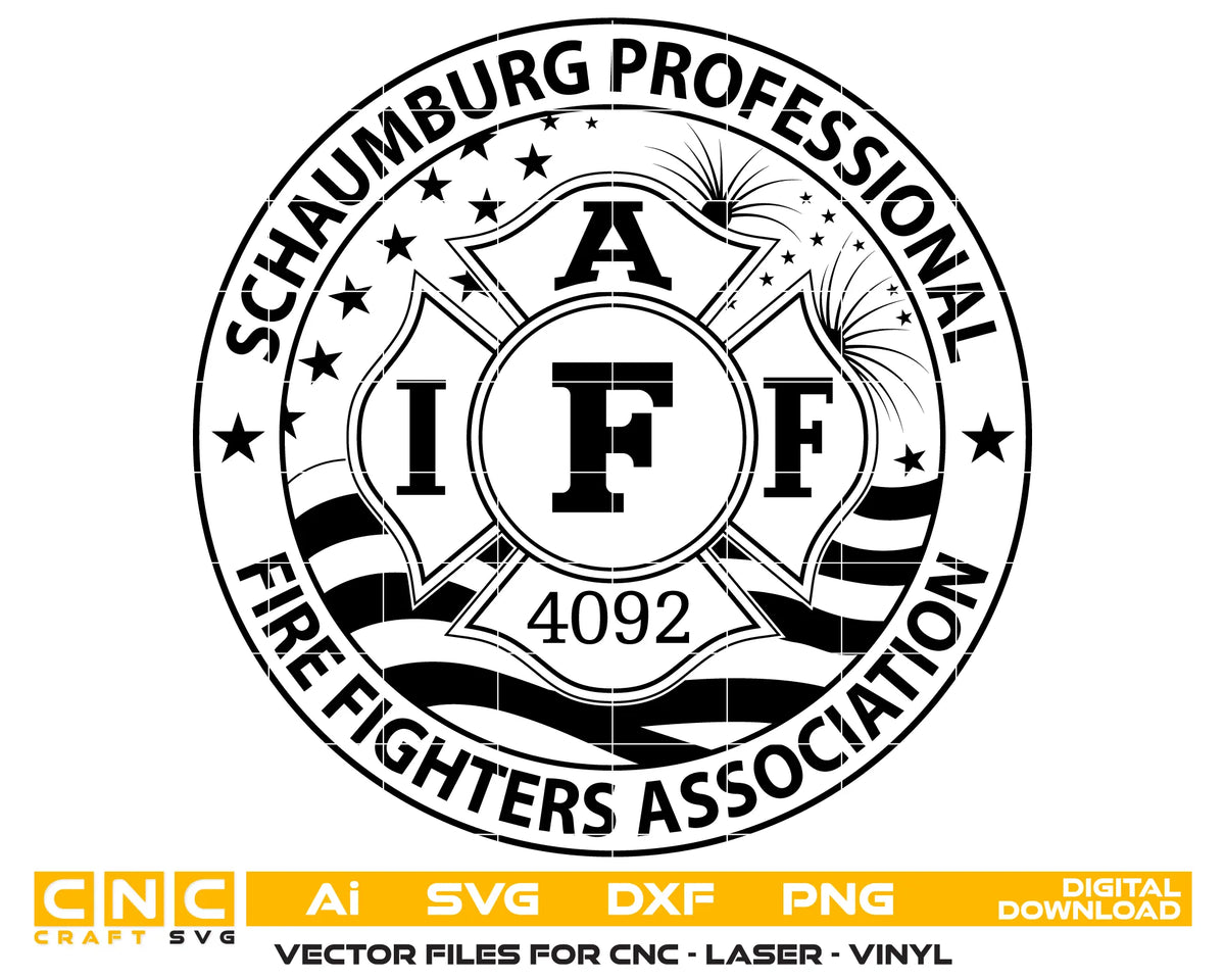 Schaumburg Professional Firefighters Association IAFF 4092 Badge SVG Vector