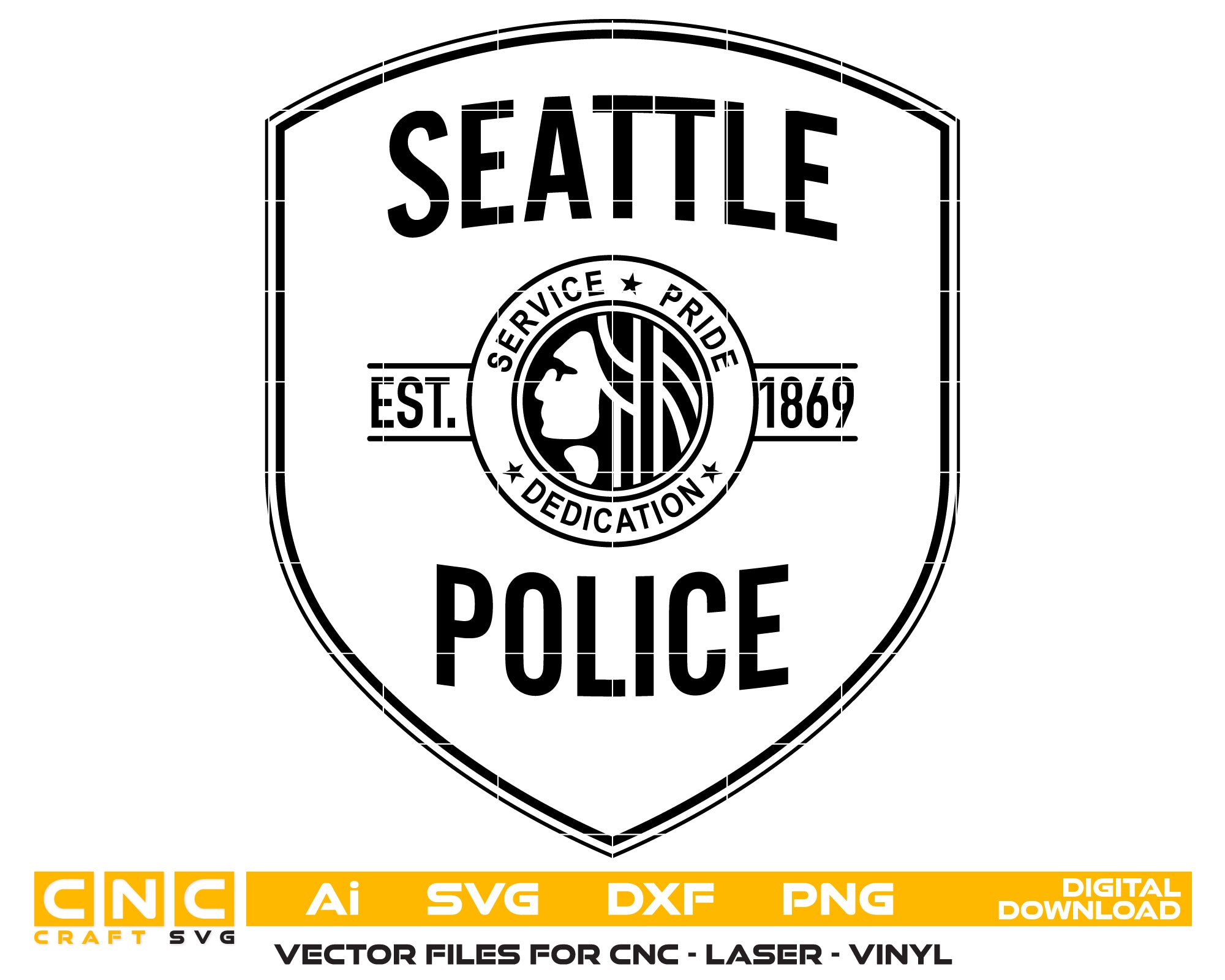 Seattle Police Department Patch SVG
Washington Law Enforcement Vector Design
Police Patch Engraving File
Seattle Police Sign CNC File
Police Patch Vector for Laser Cutting