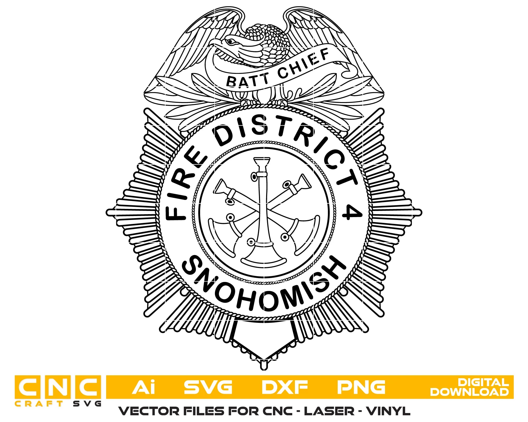 Snohomish Fire District 4 Batt Chief Badge SVG Firefighter Vector